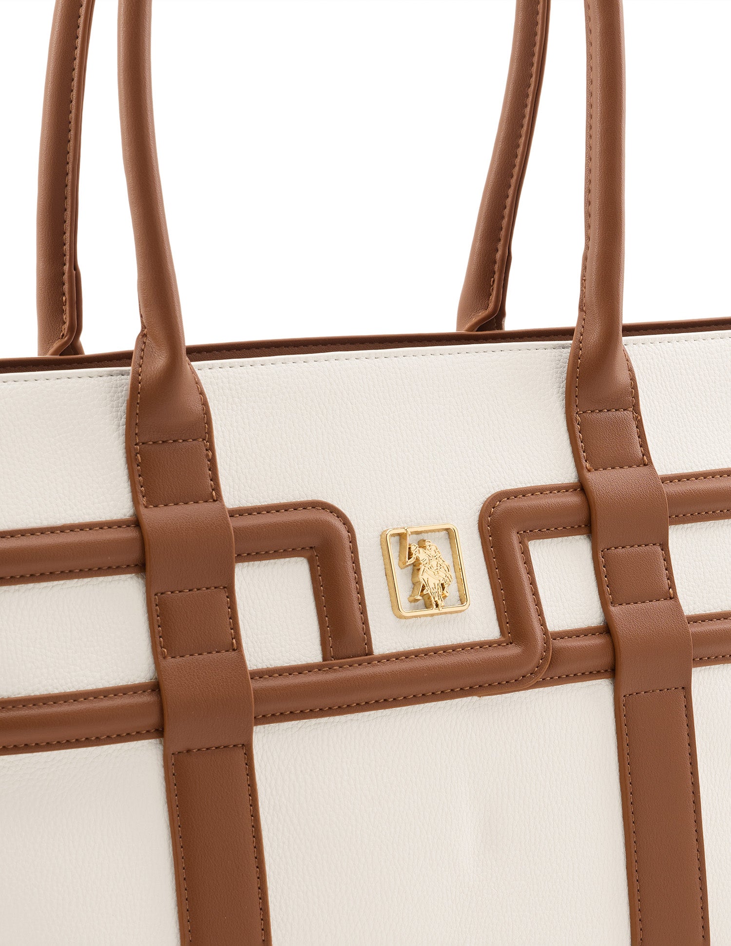 Creme Color Blocked Tote Bag Off White - U.S. Polo Assn. India | Large