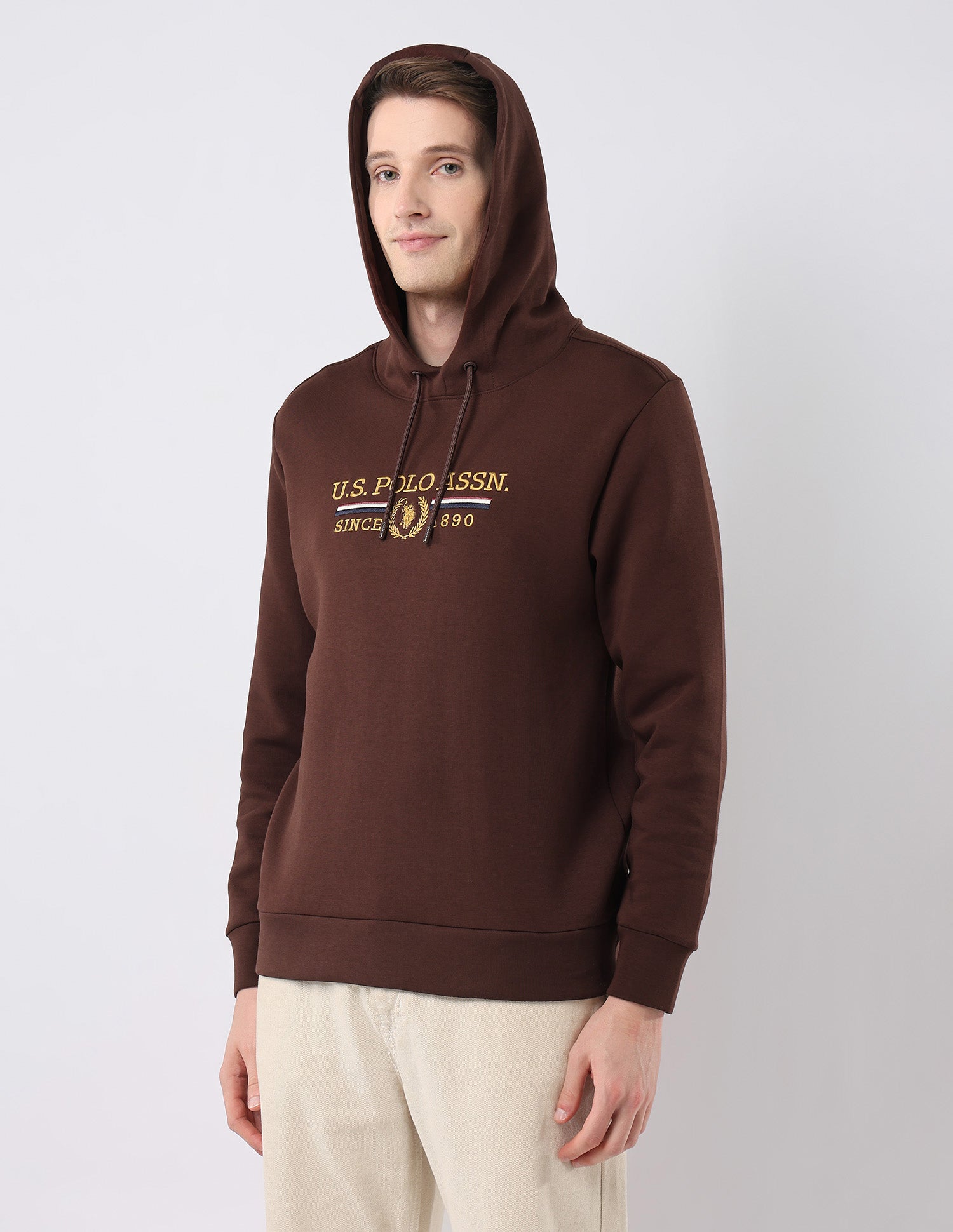 Brand Embroidered Hooded Sweatshirt Dark Brown - U.S. POLO ASSN. | Large