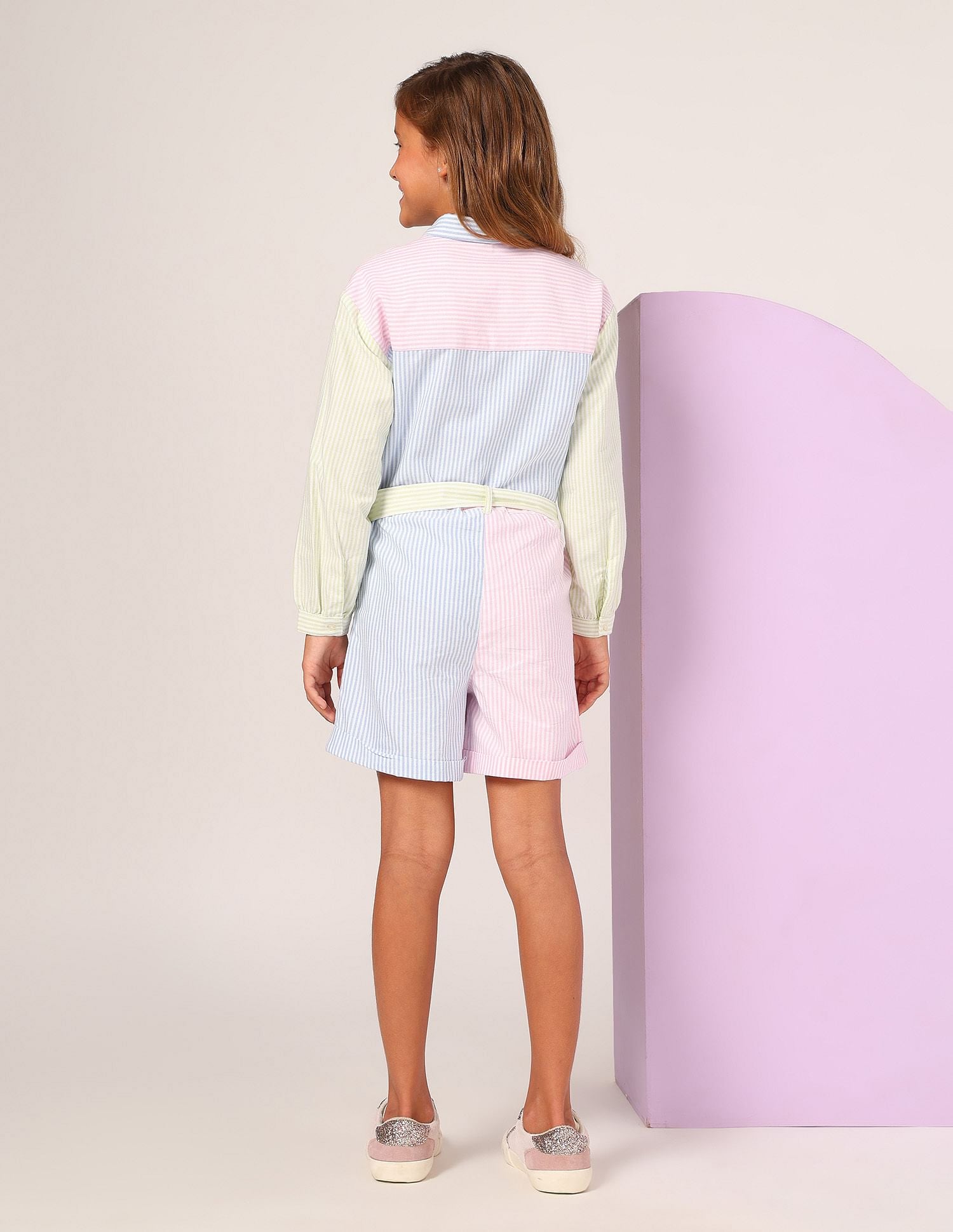 Girls Vertical Striped Shorts Multi - U.S. POLO ASSN. | Large