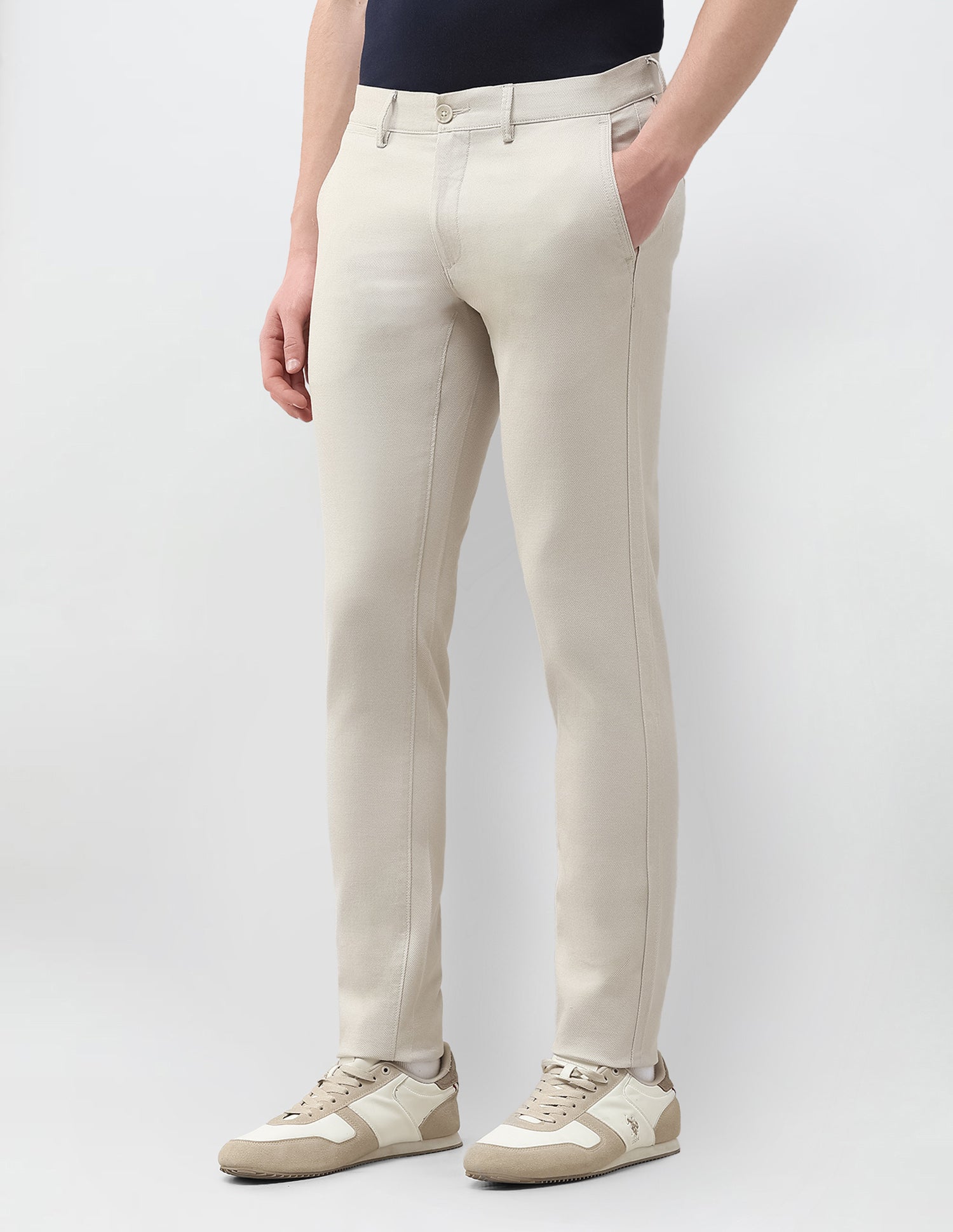 Austin Slim Fit Satin Trousers Stone - U.S. Polo Assn. India | Large