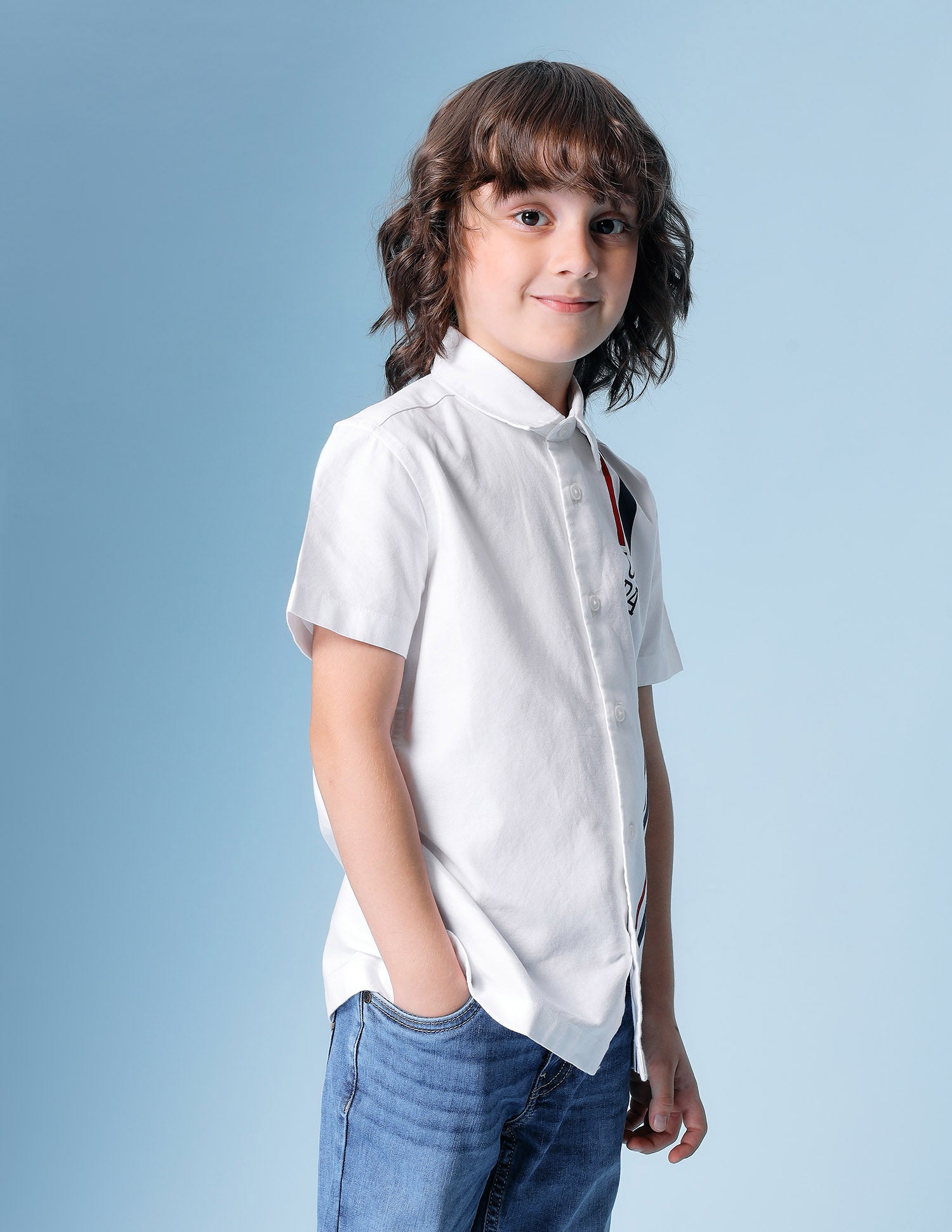 Boys Vertical Striped Oxford Shirt White - U.S. POLO ASSN. | Large