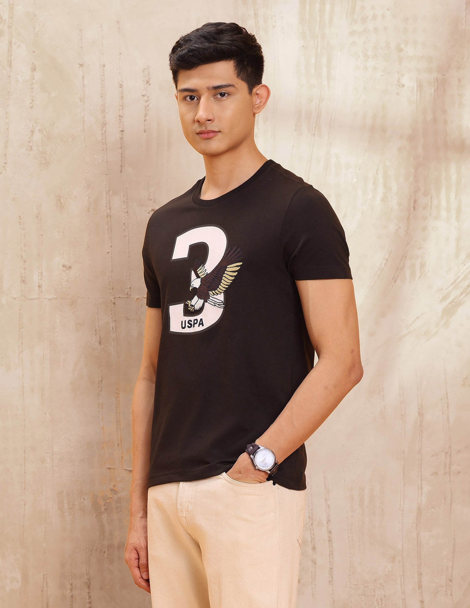 Graphic Printed Regular Fit T Shirt Dark Brown - U.S. POLO ASSN. | Large