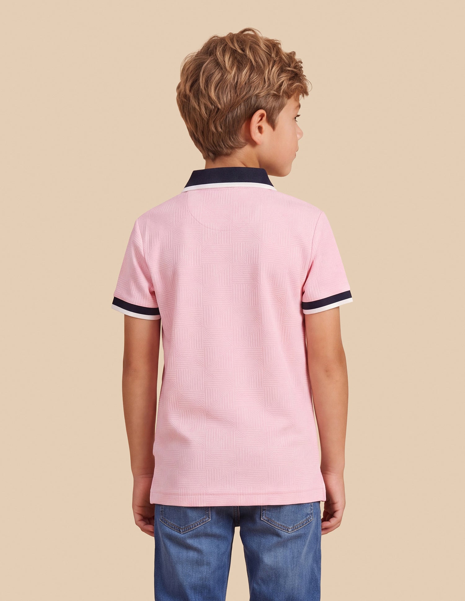 Geometric Patterned Knit Regular Fit Polo Shirt Pink - U.S. Polo Assn. India | Large