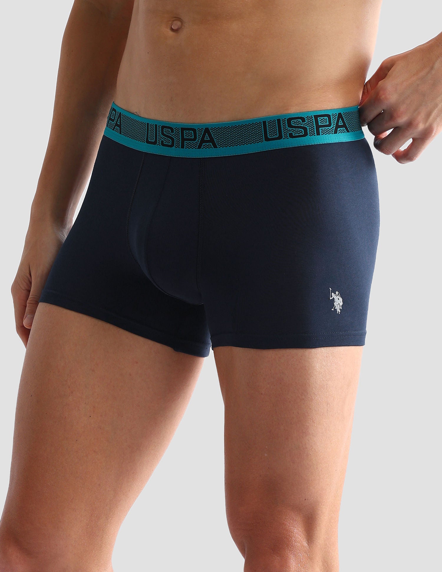 Contrast Waist Cotton Stretch OET04 Trunks - Pack Of 1 Navy - U.S. Polo Assn. India | Large