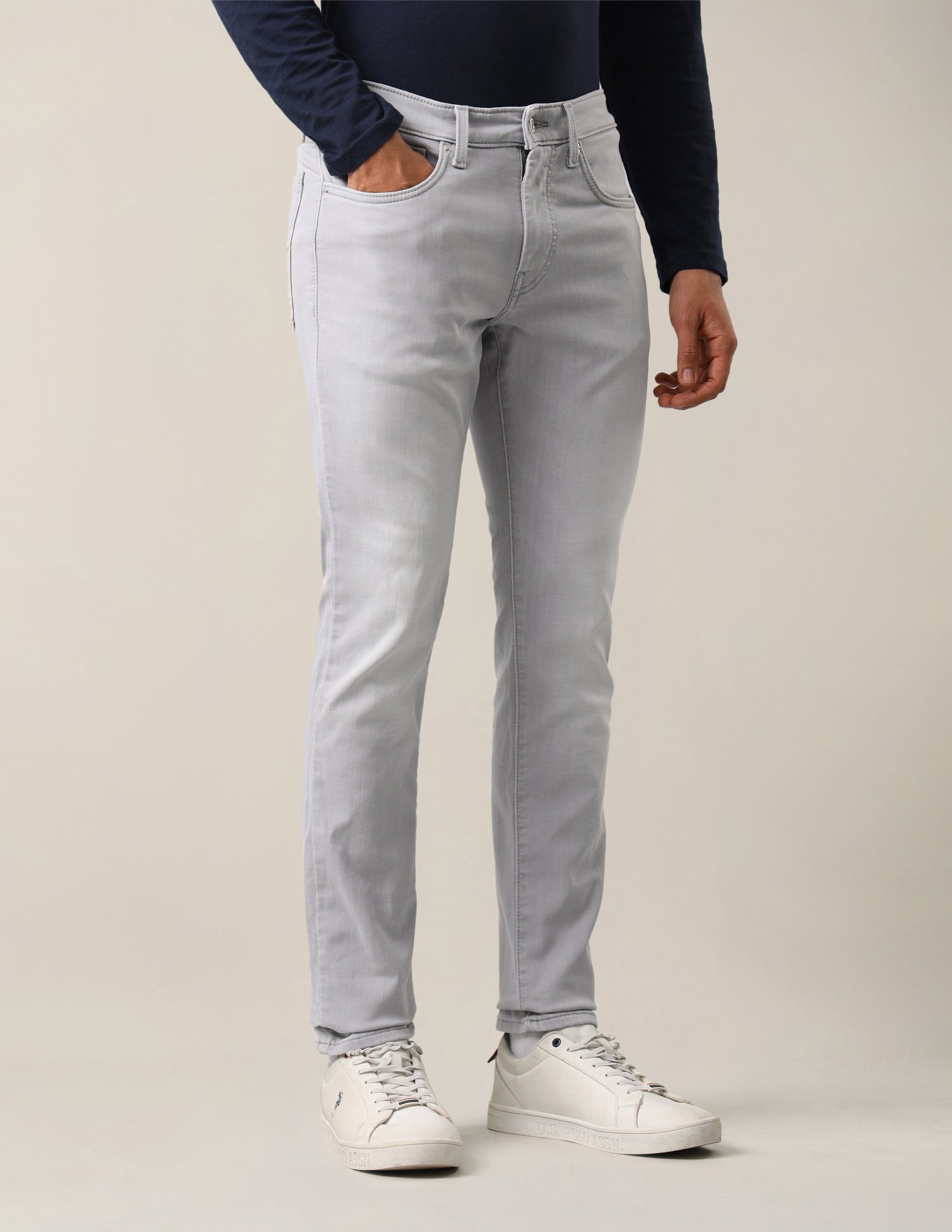 Brandon Slim-Tapered Fit Grey Jeans Washed Grey - U.S. Polo Assn. India | Large