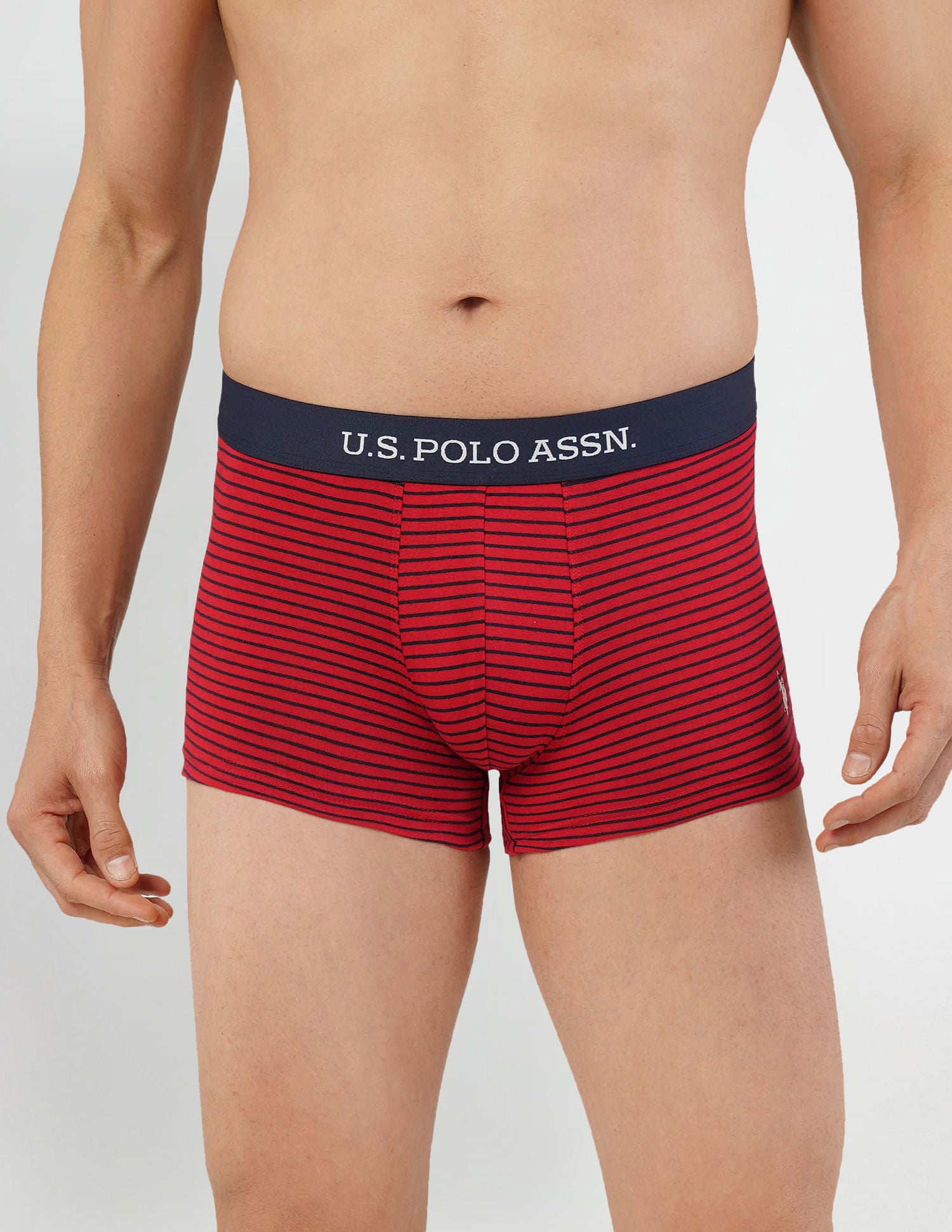 Horizontal Striped ET005 Trunks - Pack Of 2 Grey and Red - U.S. POLO ASSN. | Large