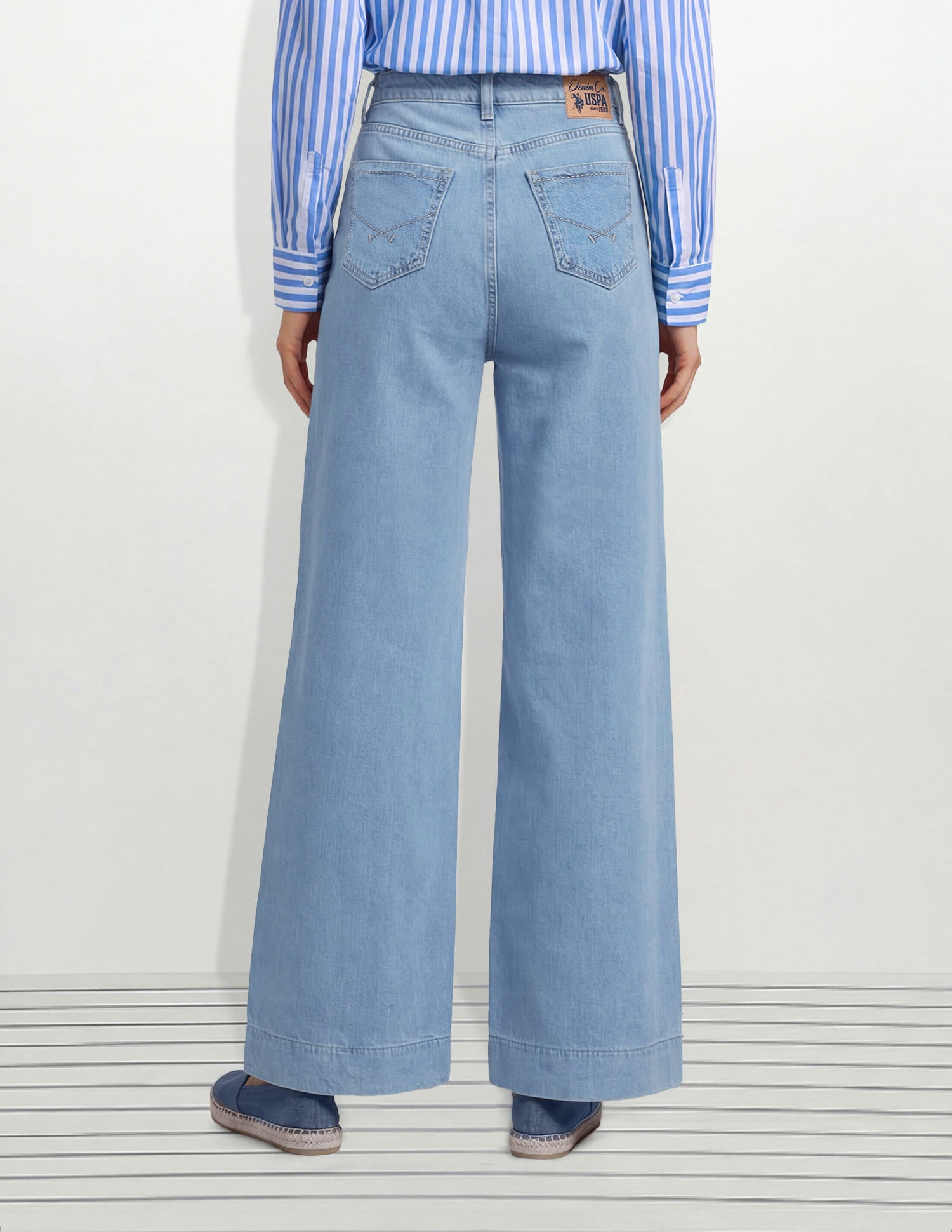 High Rise Wide Leg Fit Jeans Blue - U.S. Polo Assn. India | Large