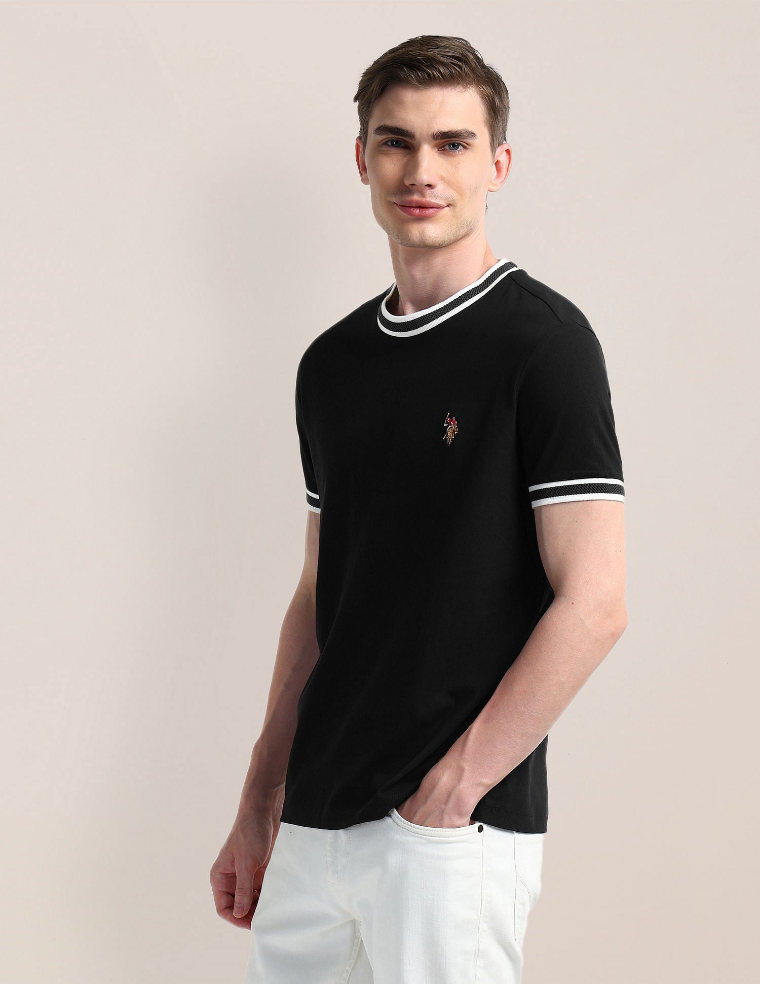 Muscle fit Cotton T-Shirt Black - U.S. POLO ASSN. | Large