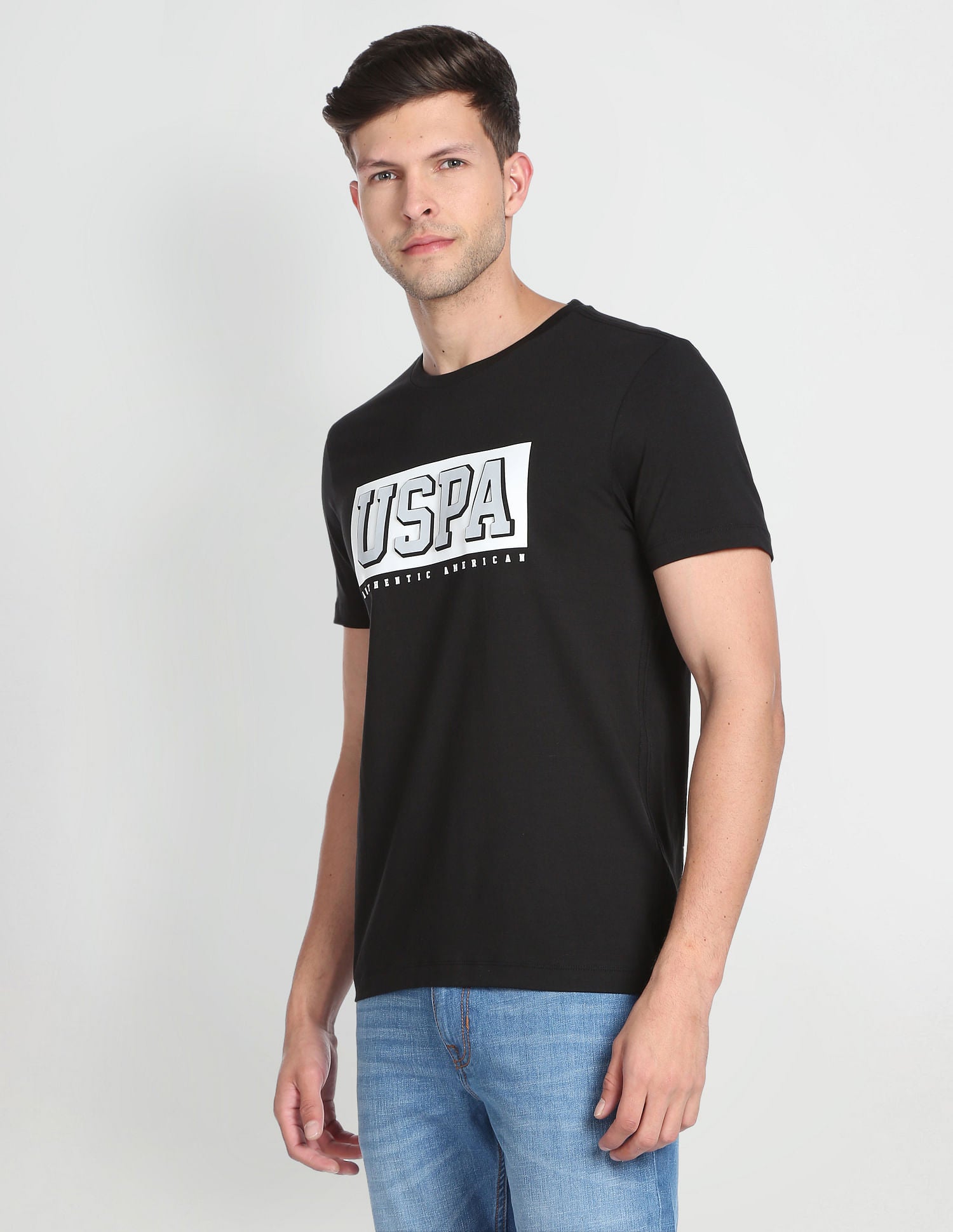 Iconic Embossed T-Shirt Black - U.S. Polo Assn. India | Large