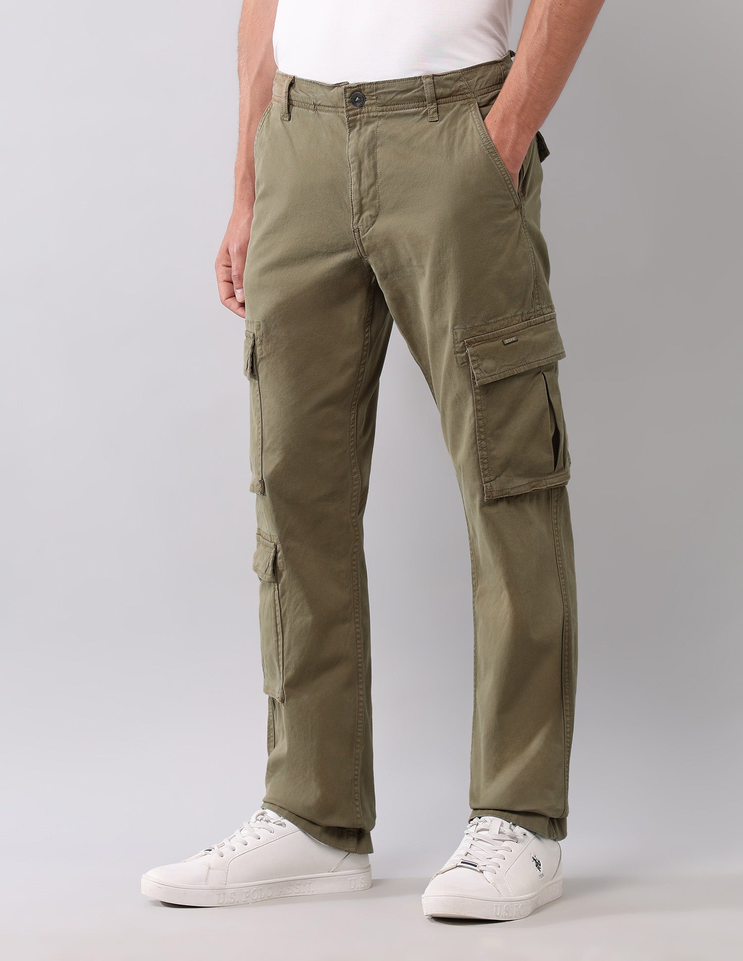 Mid Rise Twill Straight Fit Cargos Tan - U.S. Polo Assn. India | Large