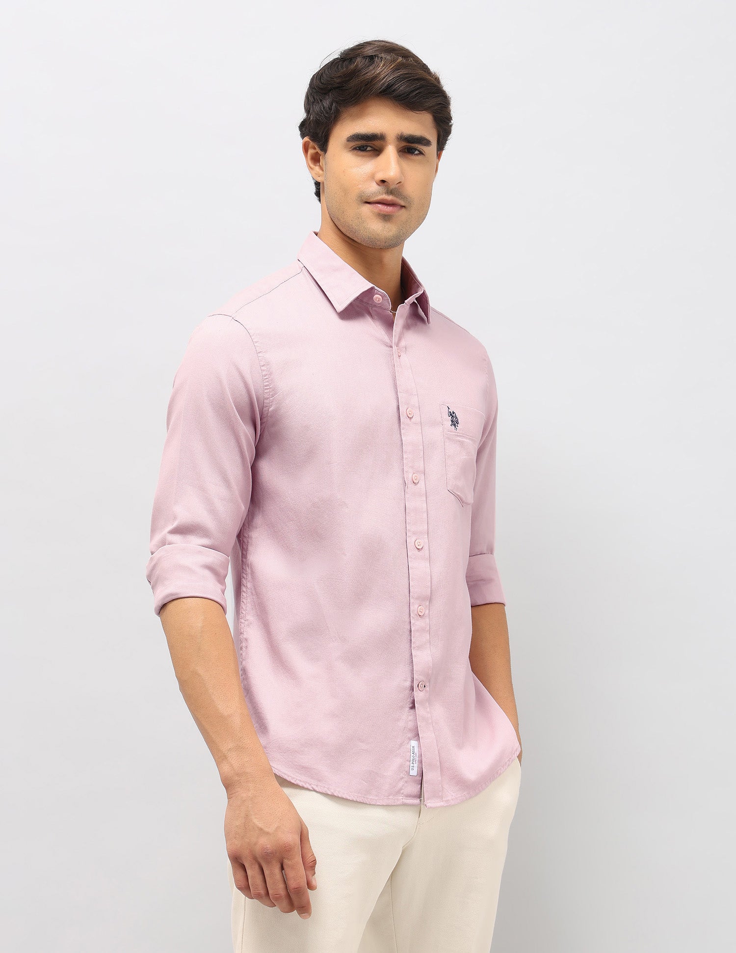 Dobby Tailored Fit Shirt Pink - U.S. Polo Assn. India | Large