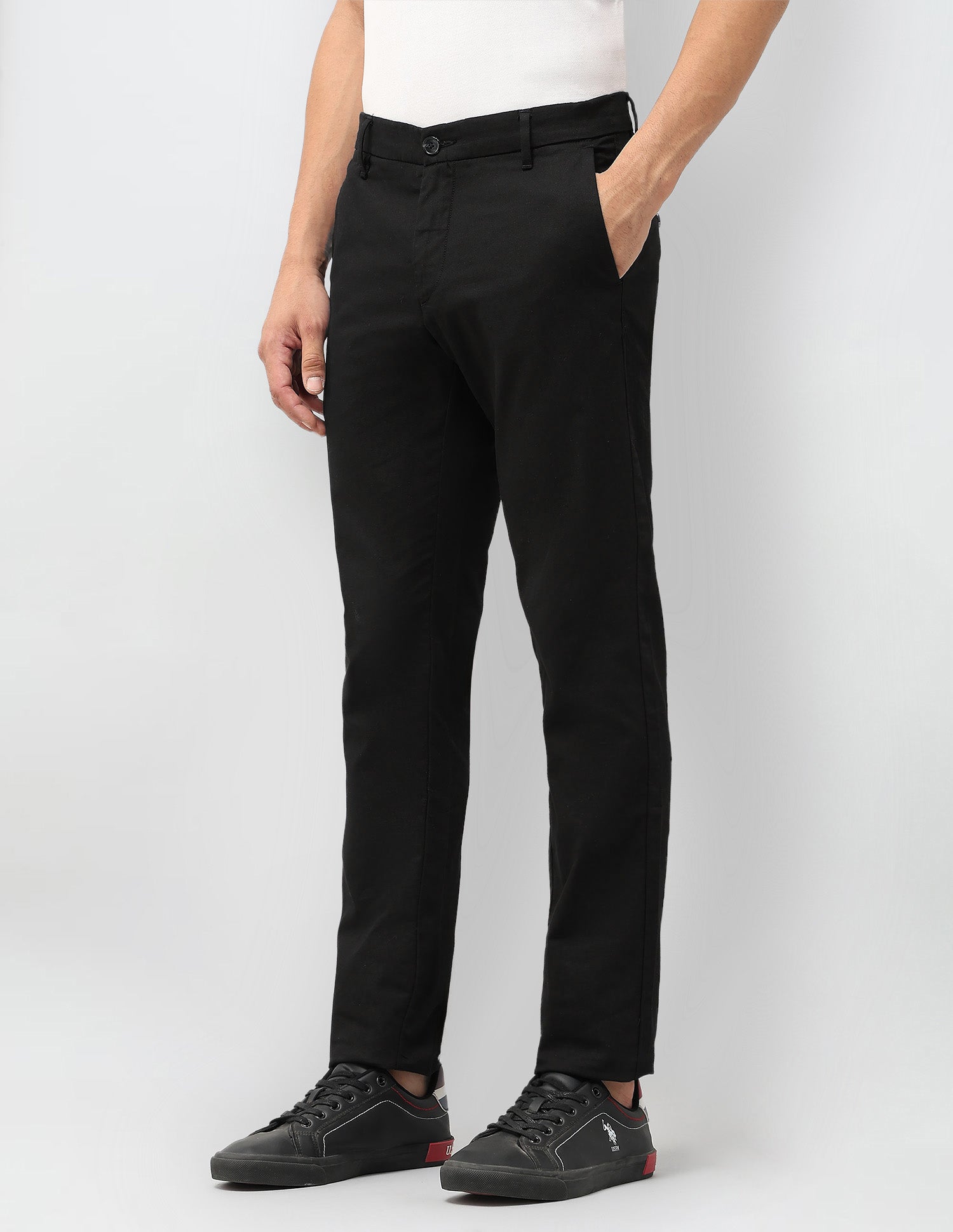 Textured Denver Slim Fit Trousers Black - U.S. POLO ASSN. | Large