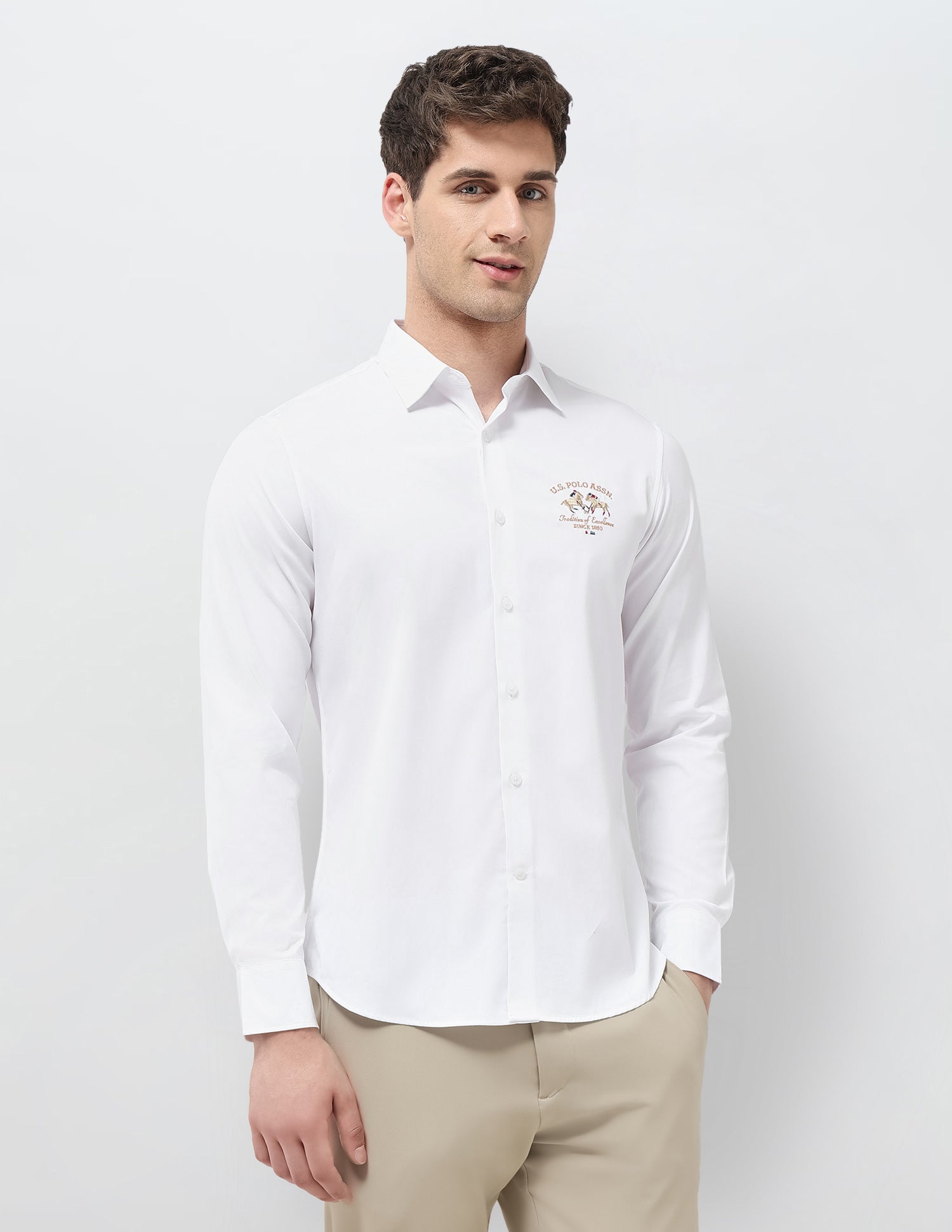 Tailored Fit Solid Shirt White - U.S. POLO ASSN. | Large