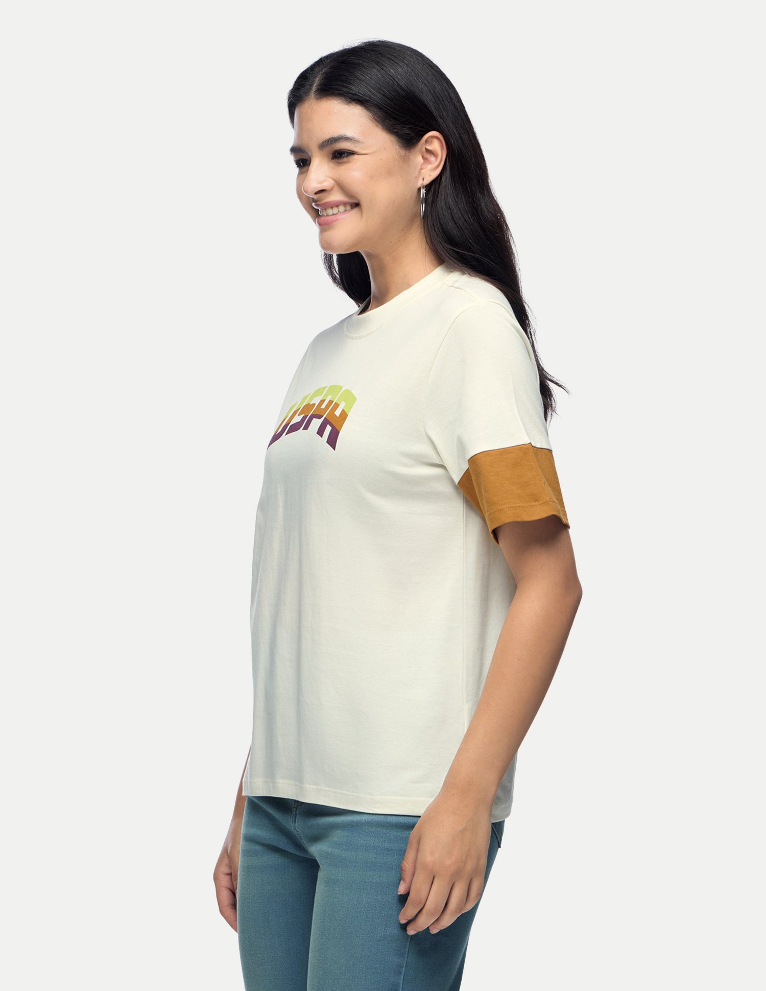 Brand Printed Relaxed Fit T-Shirt Off White - U.S. Polo Assn. India | Large