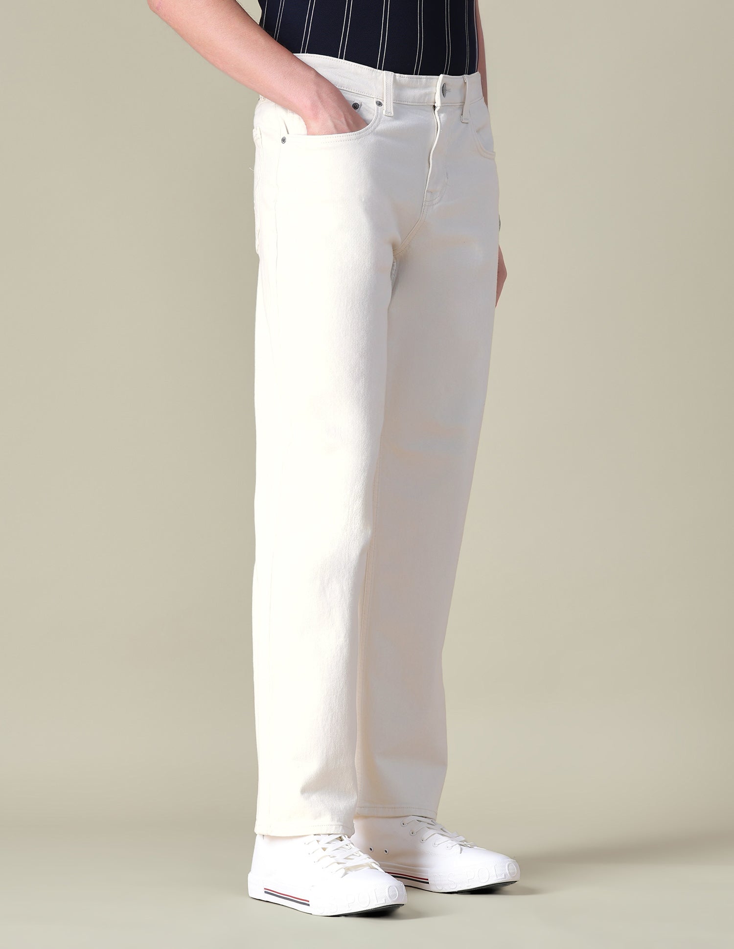 Shawn Relaxed Fit Beige Jeans Beige - U.S. POLO ASSN. | Large