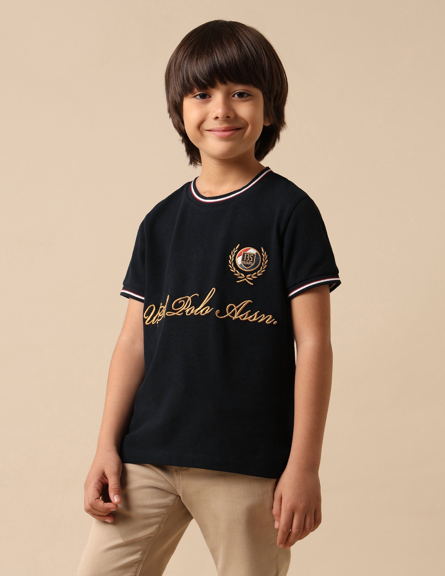 Boys Brand Embroidered Pure Cotton T Shirt Navy - U.S. POLO ASSN. | Large