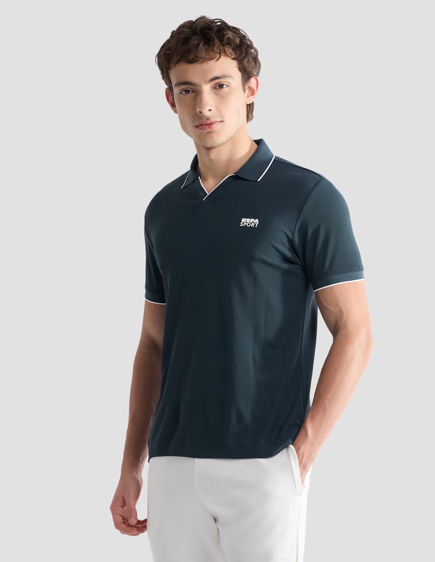 Solid Slim Fit Active Polo Shirt Teal - U.S. Polo Assn. India | Large