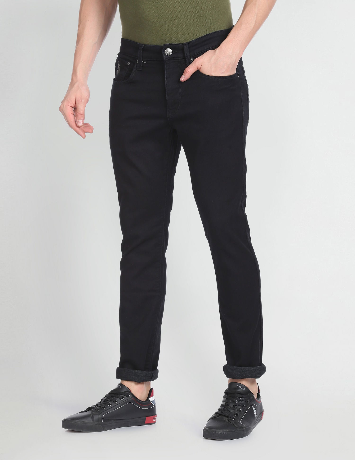 Mid Rise Brandon Slim Tapered Fit Jeans Dark Blue - U.S. POLO ASSN. | Large