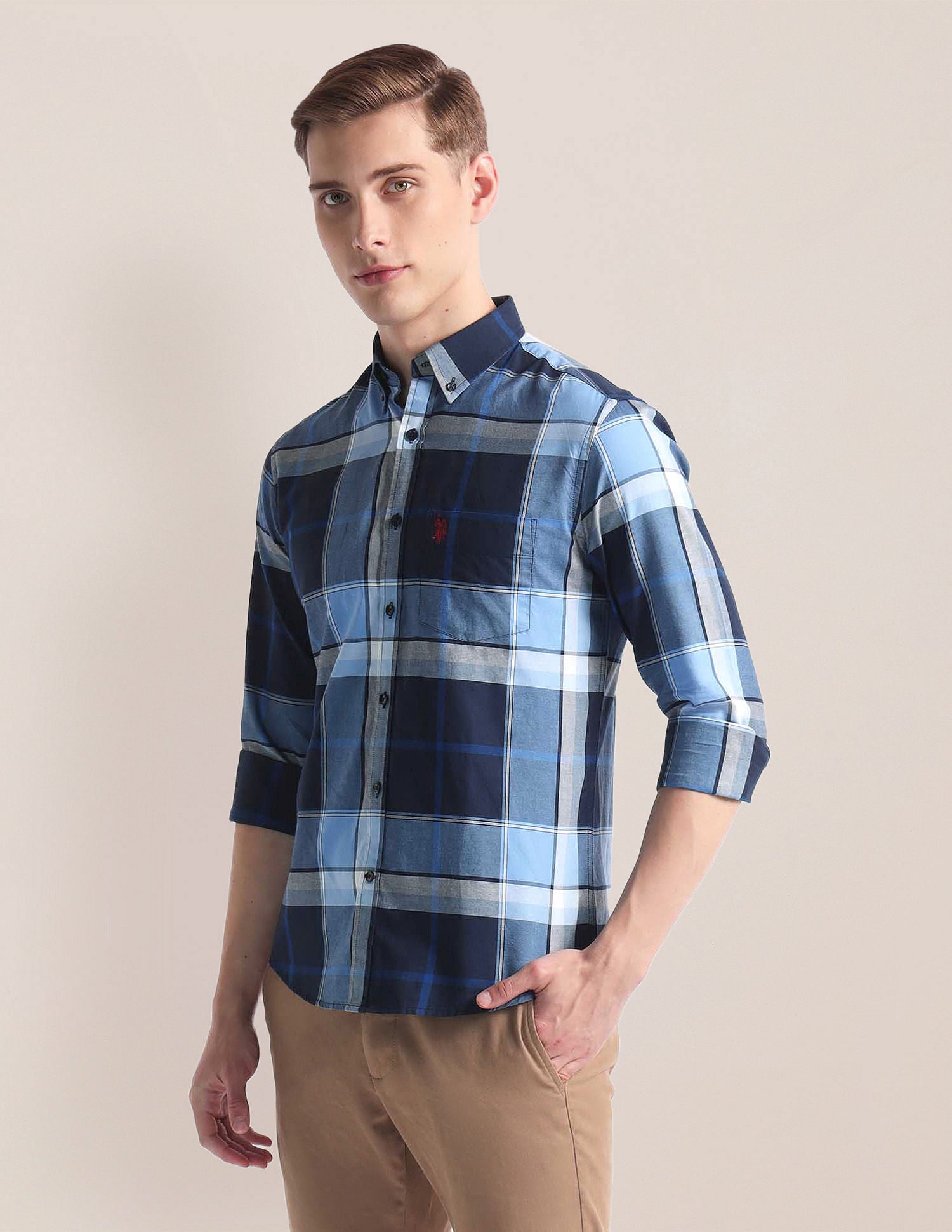 Plaid Check Oxford Shirt Navy - U.S. Polo Assn. India | Large