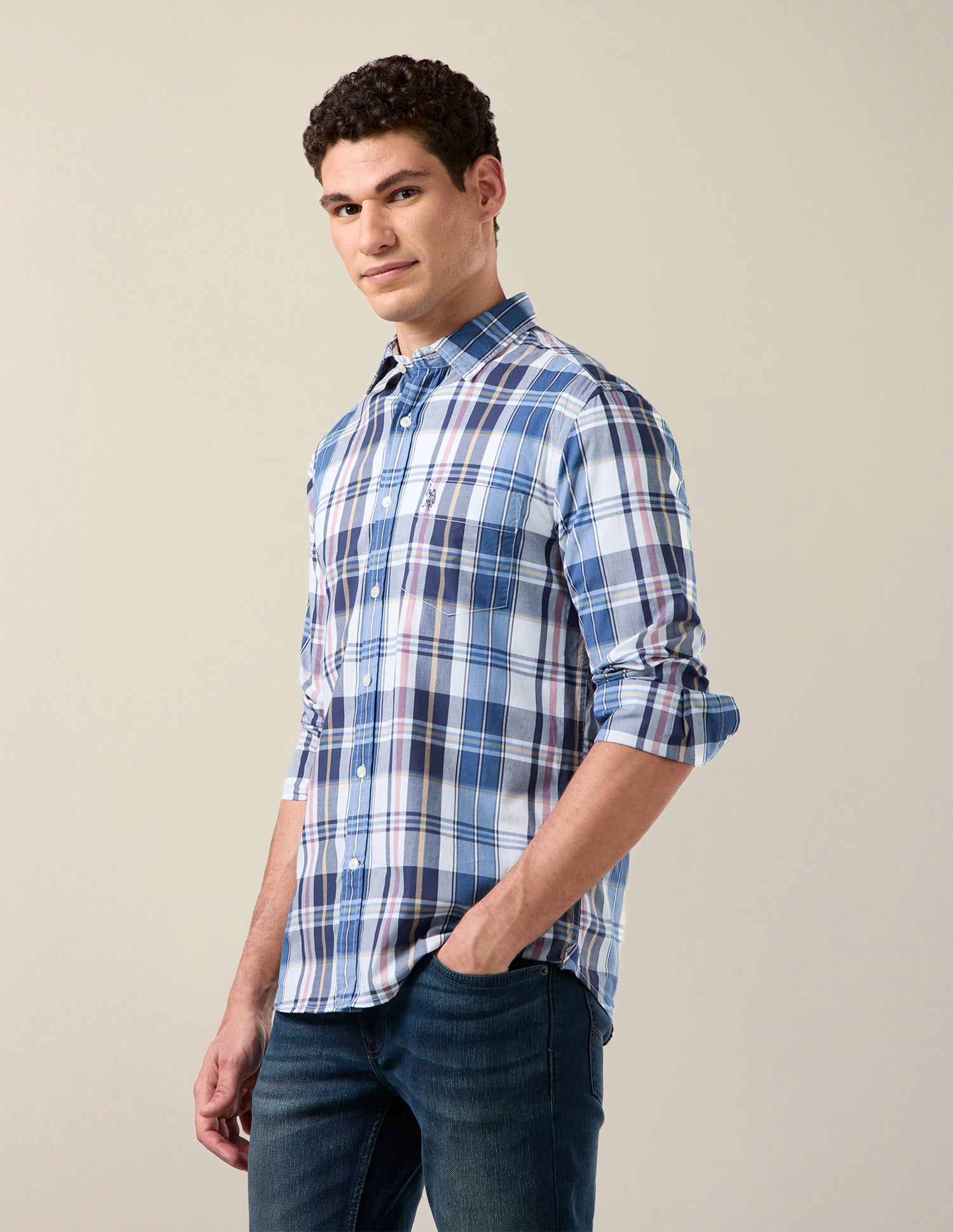 Plaid Checked Tailored Fit Shirt navy - U.S. Polo Assn. India | Large