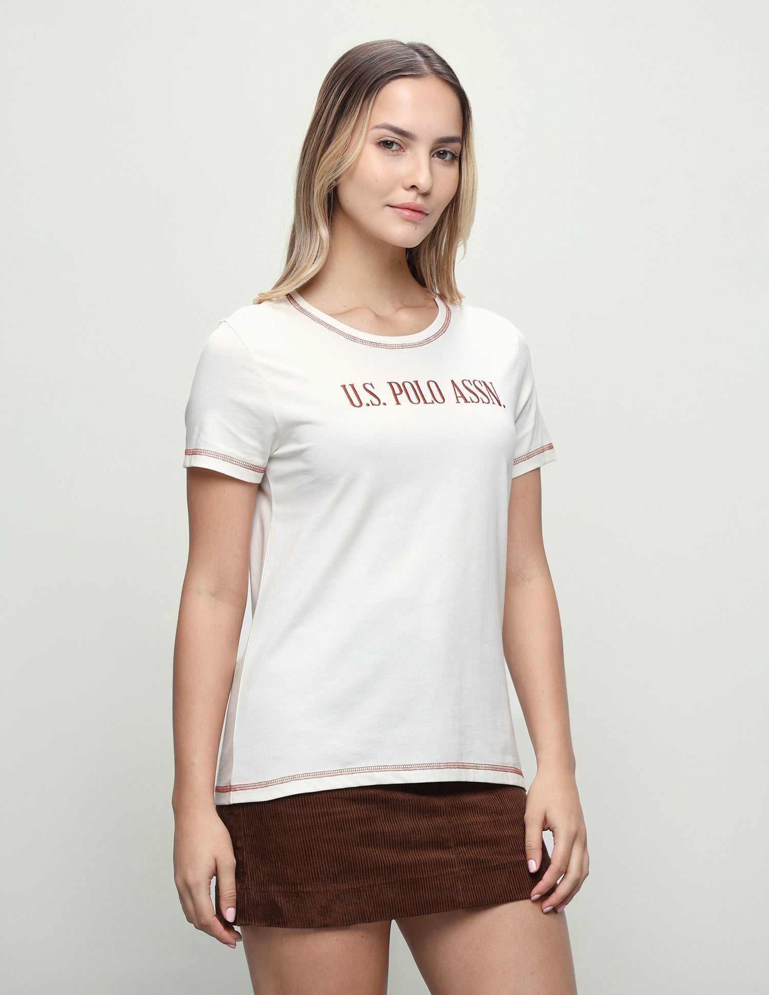 Brand Embroidered Regular Fit T-Shirt Off White - U.S. Polo Assn. India | Large