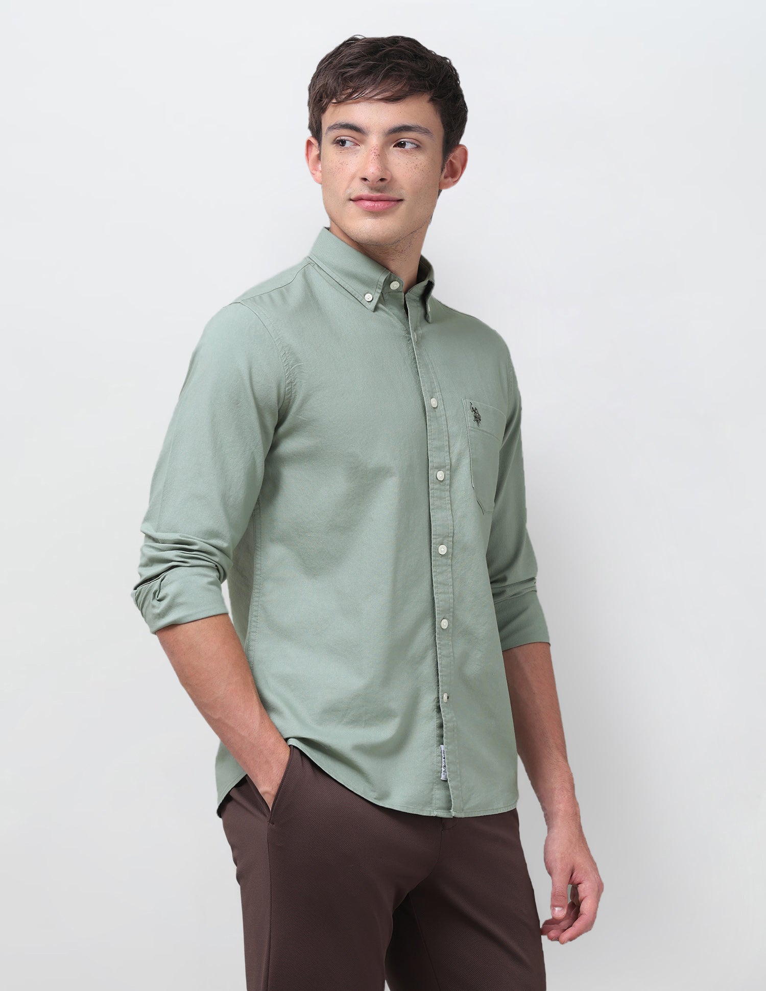 Tailored Fit Oxford Shirt Green - U.S. Polo Assn. India | Large