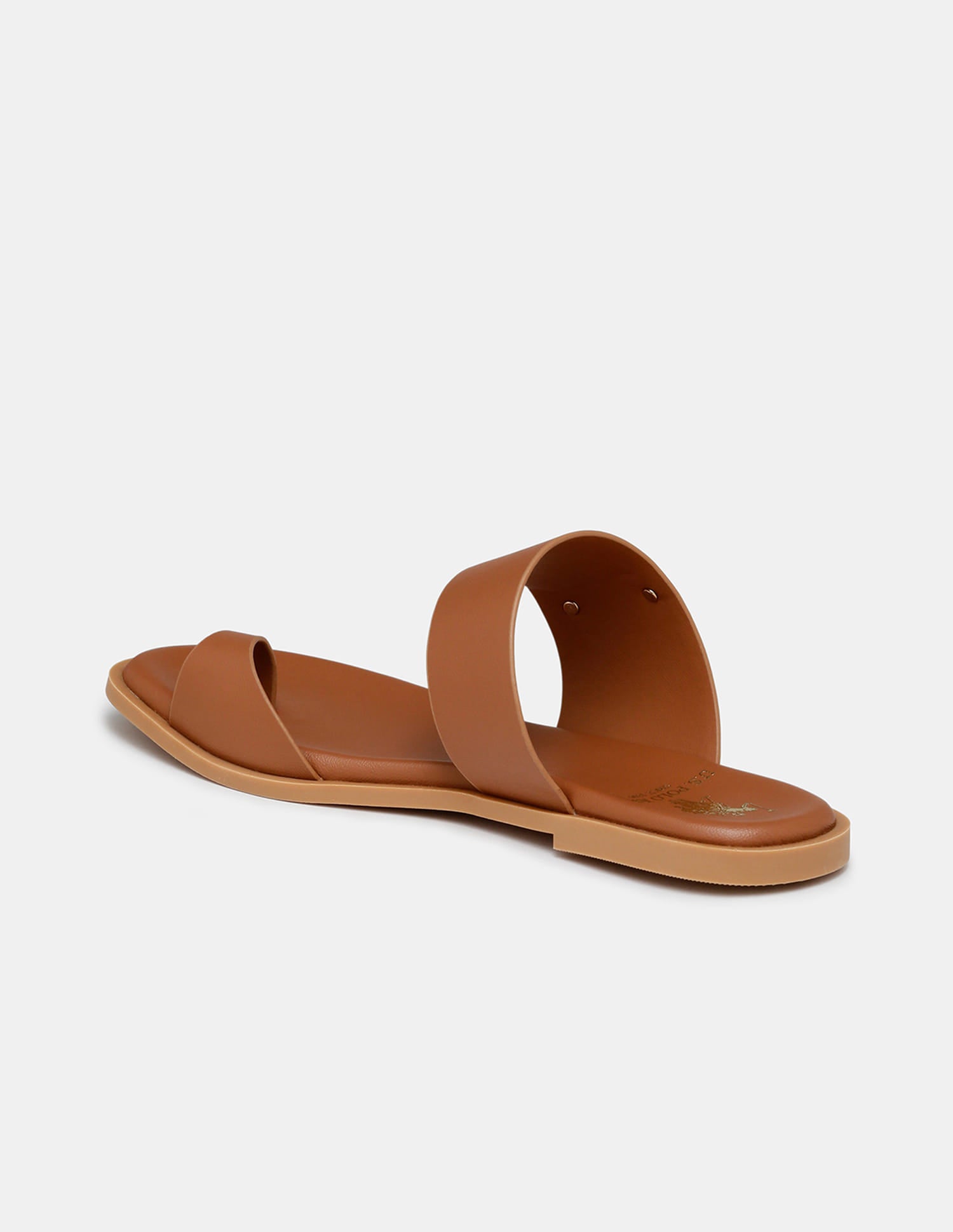 Women Slip On Astrel Sandals with Gold Hardware Tan - U.S. Polo Assn. India | Large