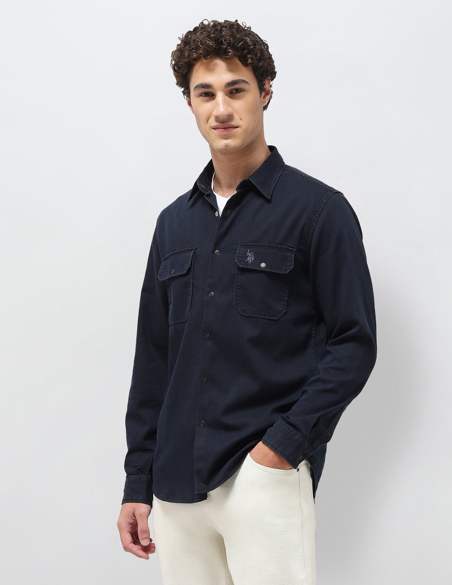 Regular Fit Twill Shirt Dark Indigo - U.S. Polo Assn. India | Large