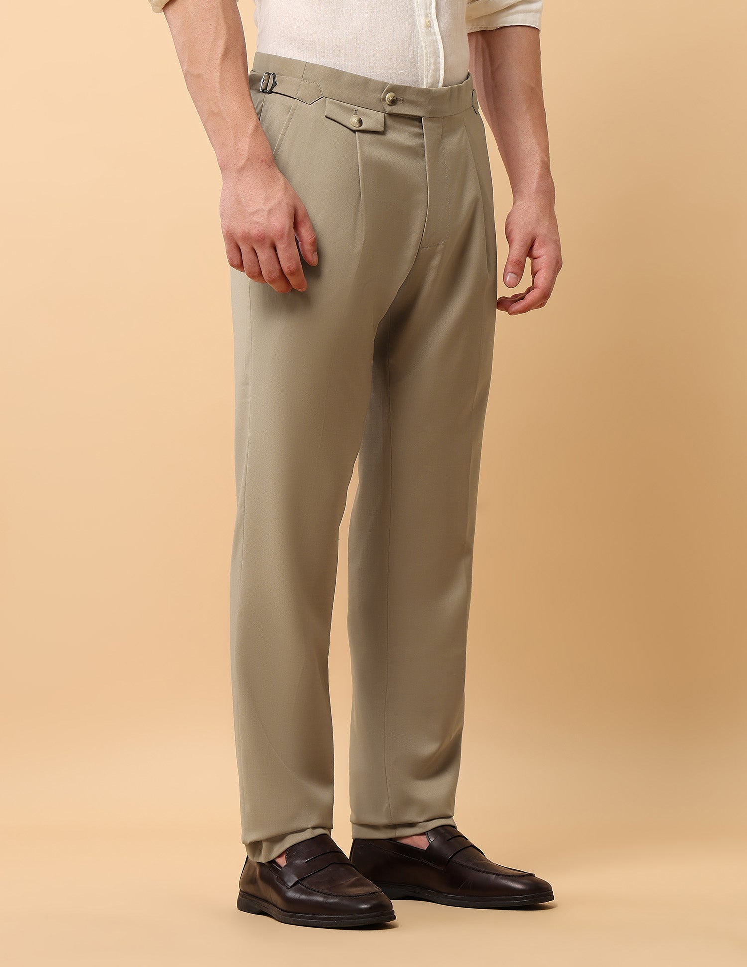 Pacho X Riley Straight Pleated Trousers Beige - U.S. POLO ASSN. | Large