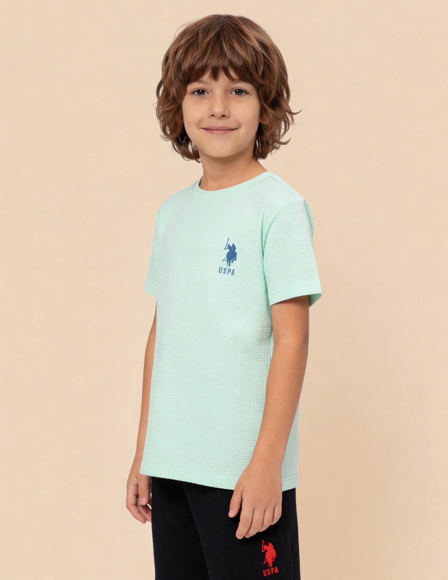 Textured Regular Fit T-Shirt Light Green - U.S. Polo Assn. India | Large