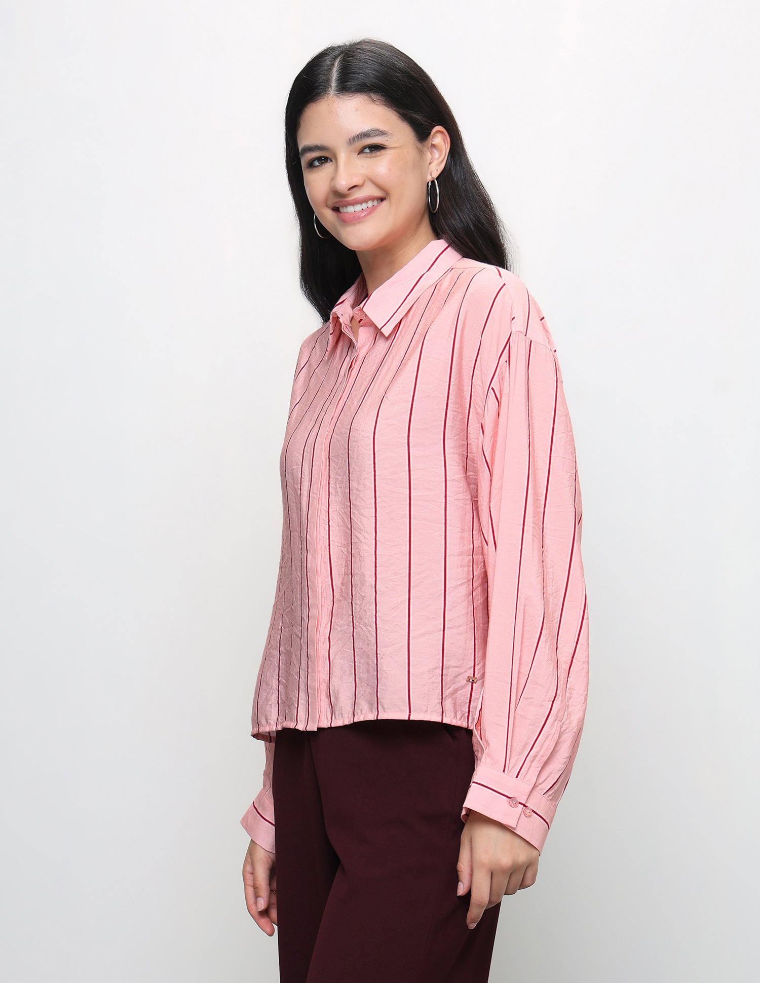 Vertical Striped Boxy Fit Shirt Pink - U.S. Polo Assn. India | Large