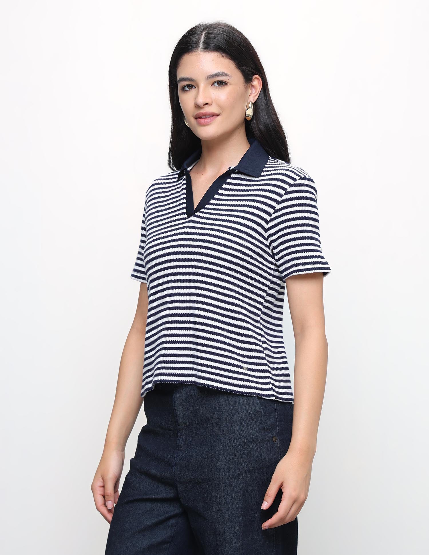 Horizontal Striped Relaxed Fit Polo Shirt Navy - U.S. Polo Assn. India | Large