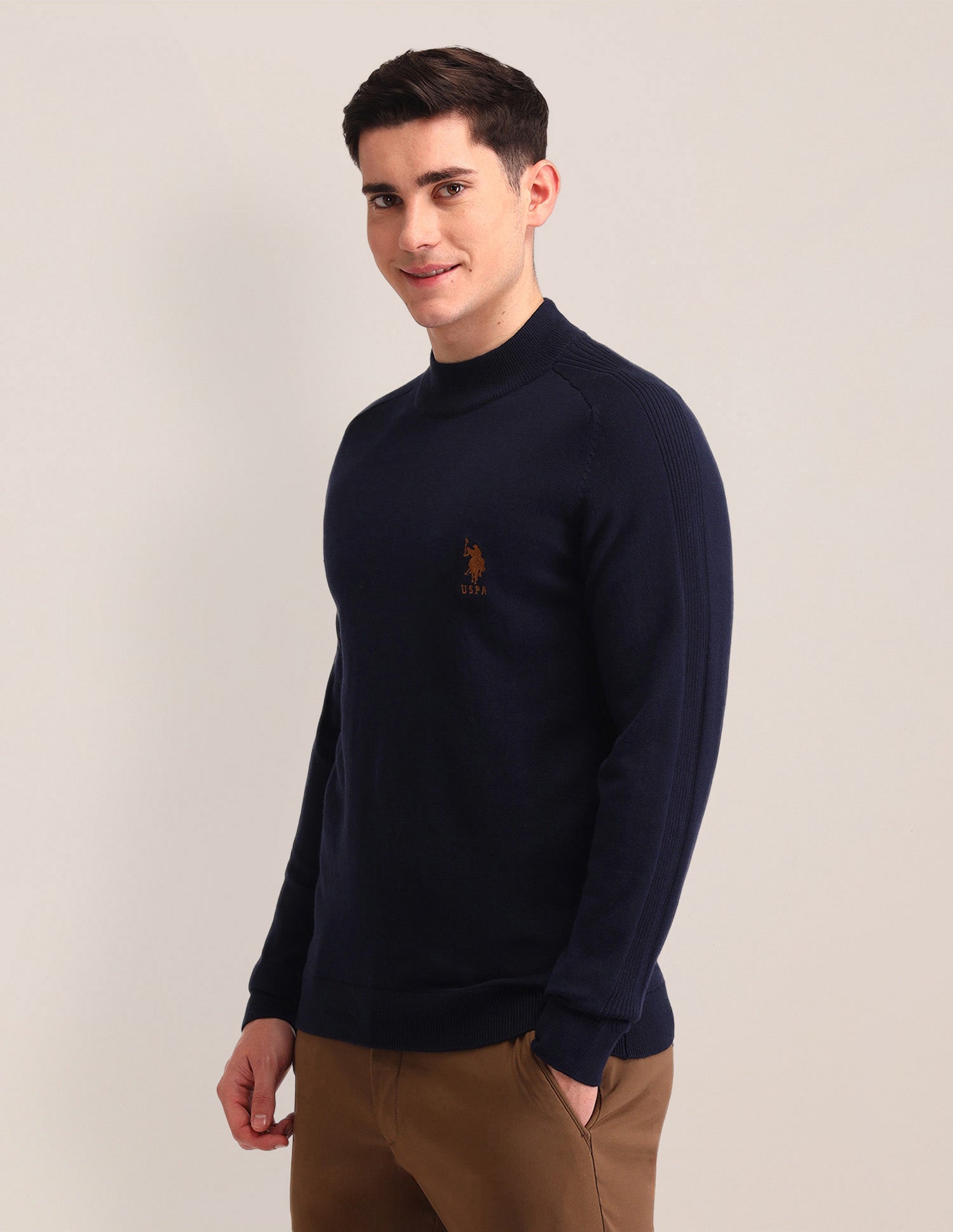 Textured Regular Fit Sweater Blue - U.S. Polo Assn. India | Large