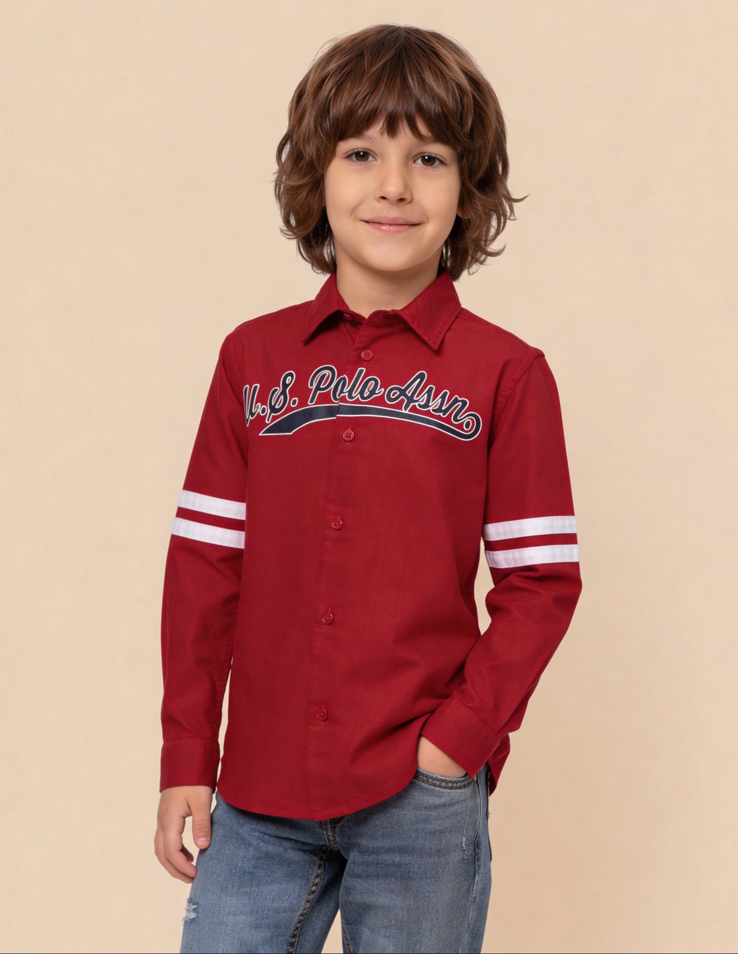 Brand Printed Oxford Shirt Red - U.S. Polo Assn. India | Large