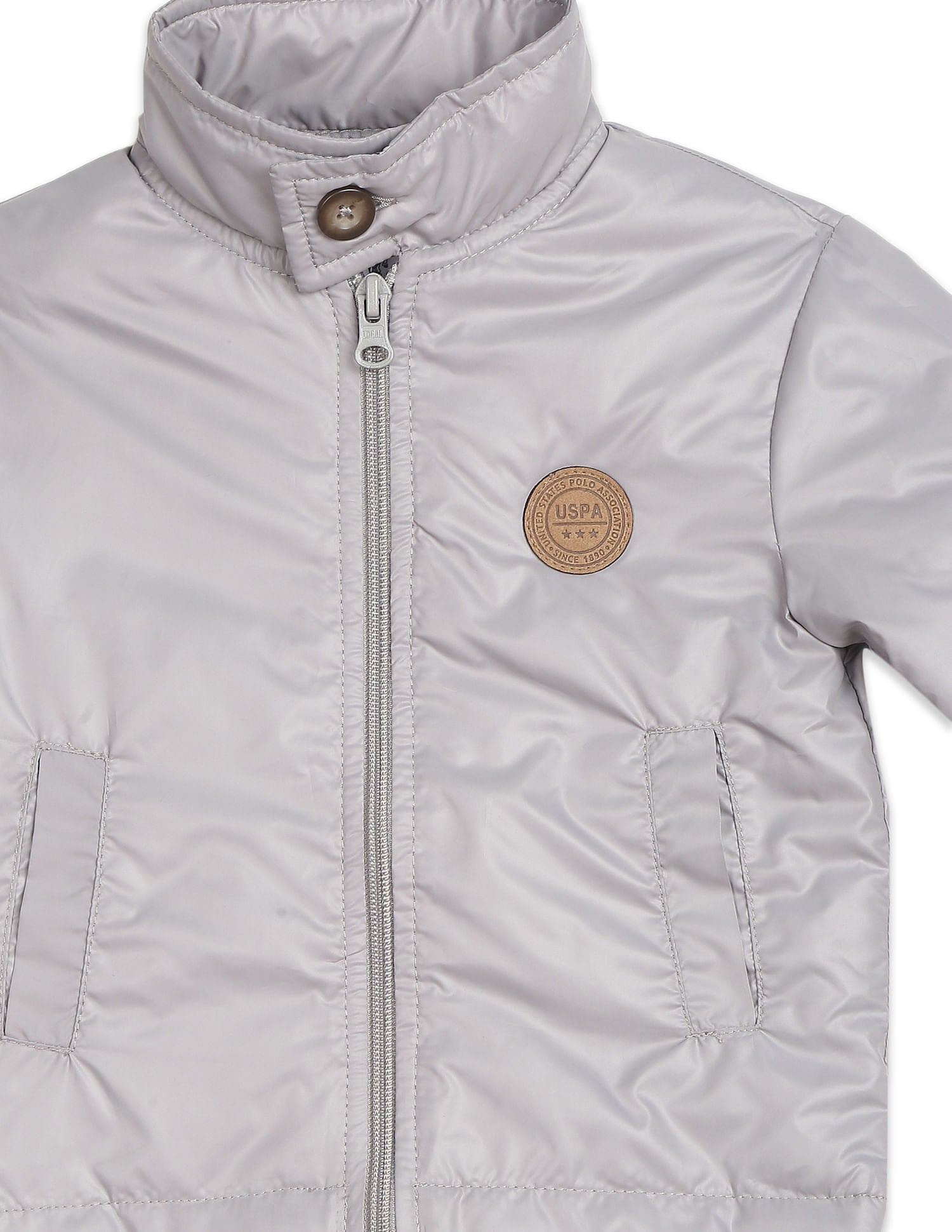 High Neck Solid Jacket Grey - U.S. POLO ASSN. | Large