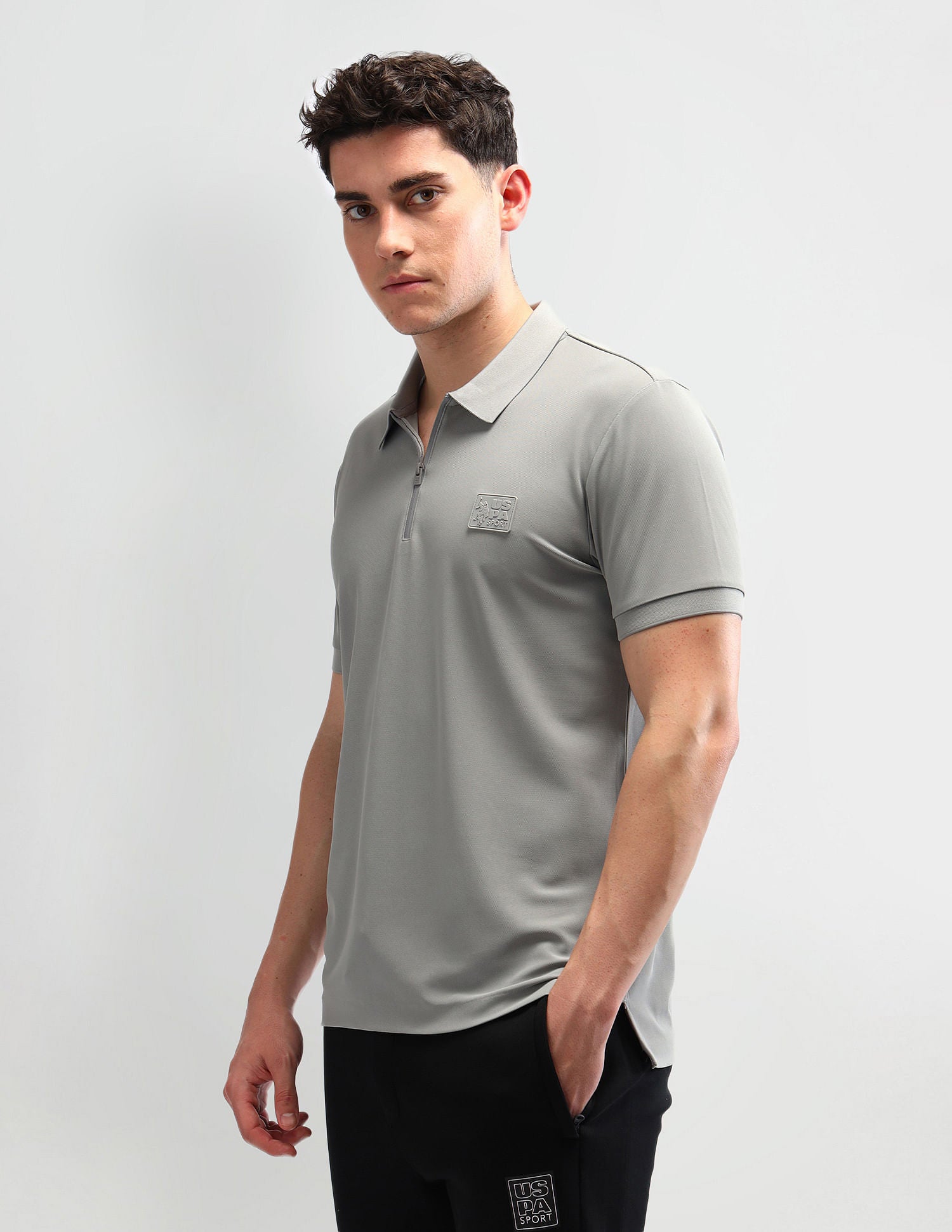 Slim Fit Solid Polo Shirt Grey - U.S. Polo Assn. India | Large