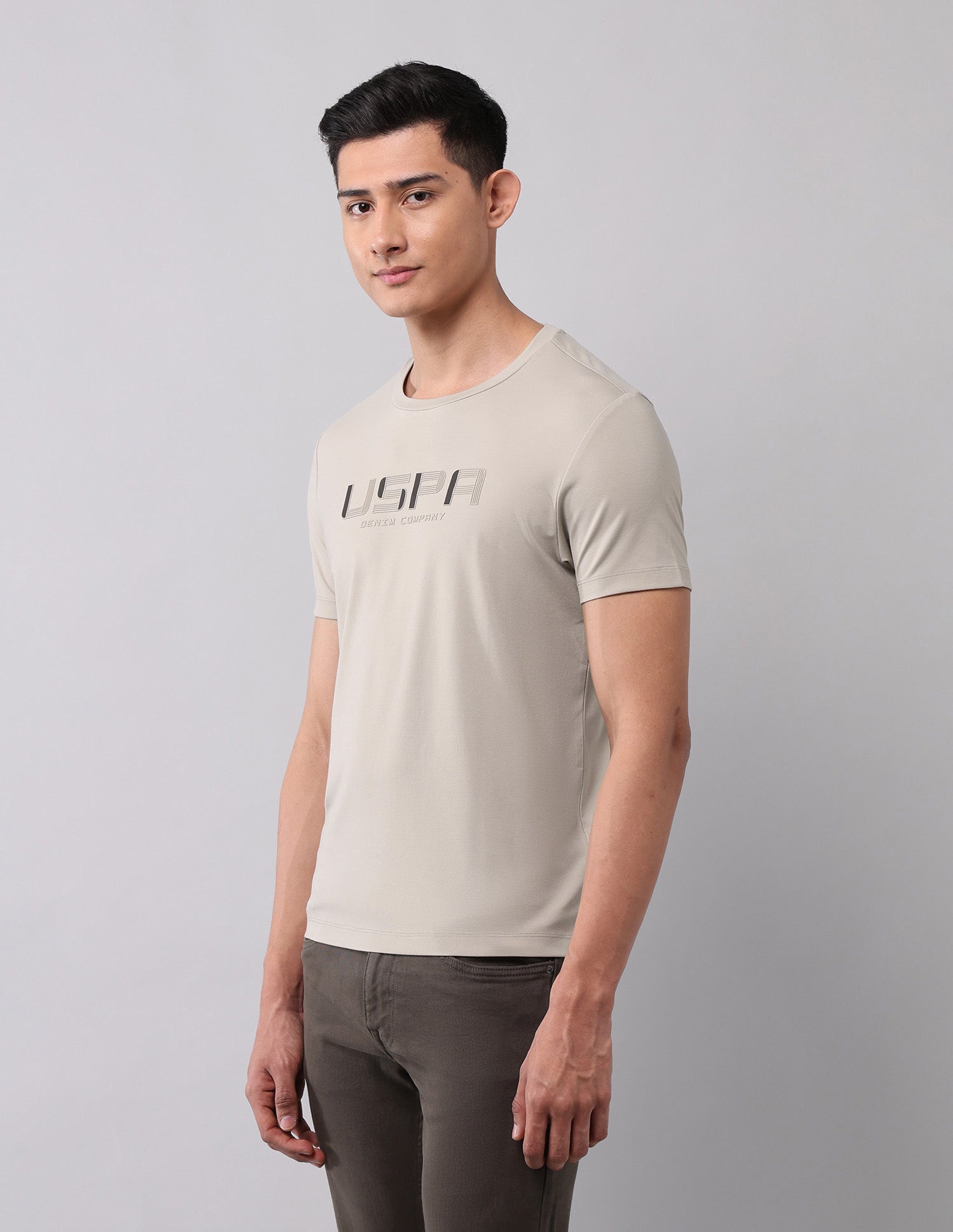 Brand Embossed Muscle Fit T-Shirt Beige - U.S. POLO ASSN. | Large