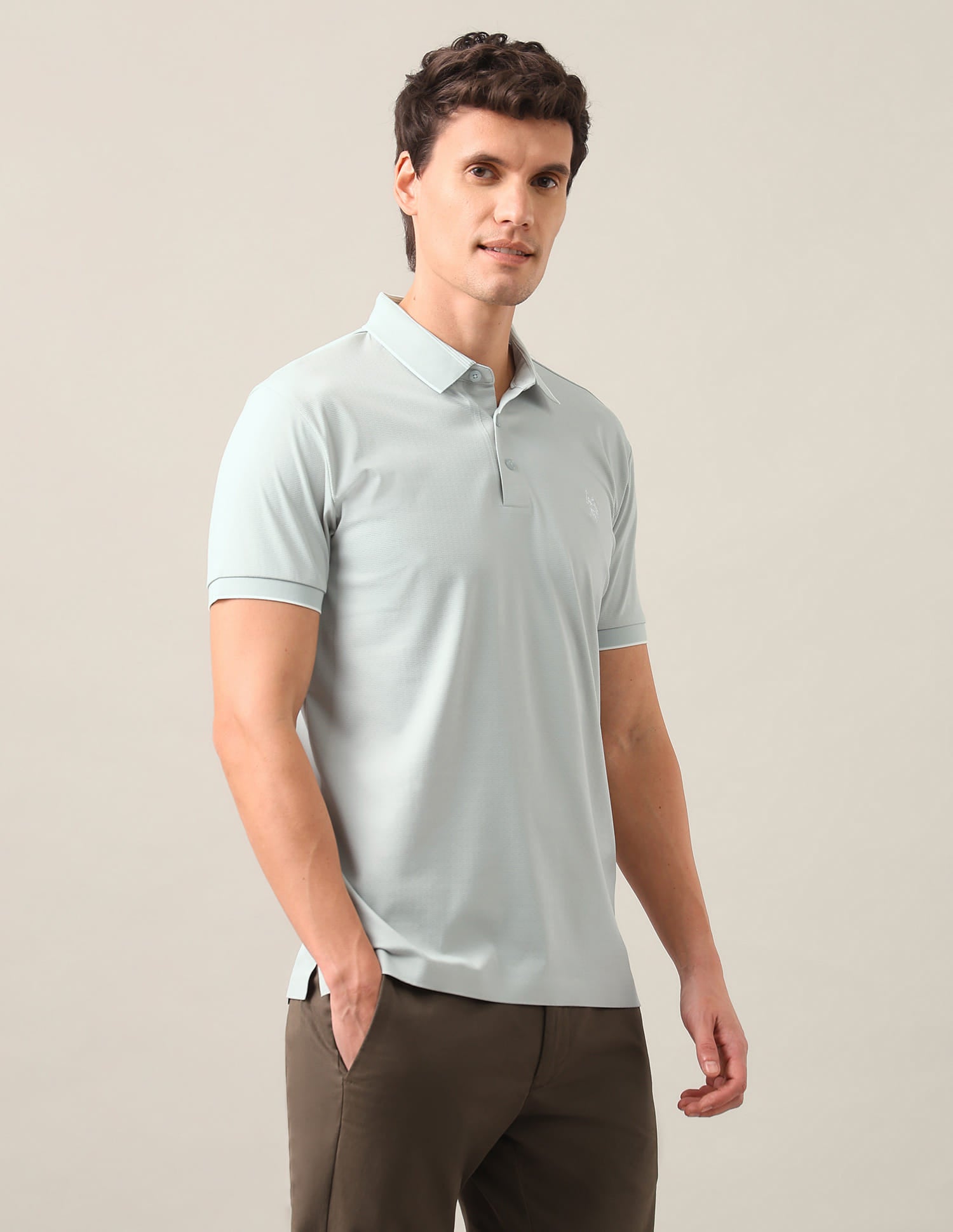 Solid Slim Fit Polo Shirt Green - U.S. Polo Assn. India | Large