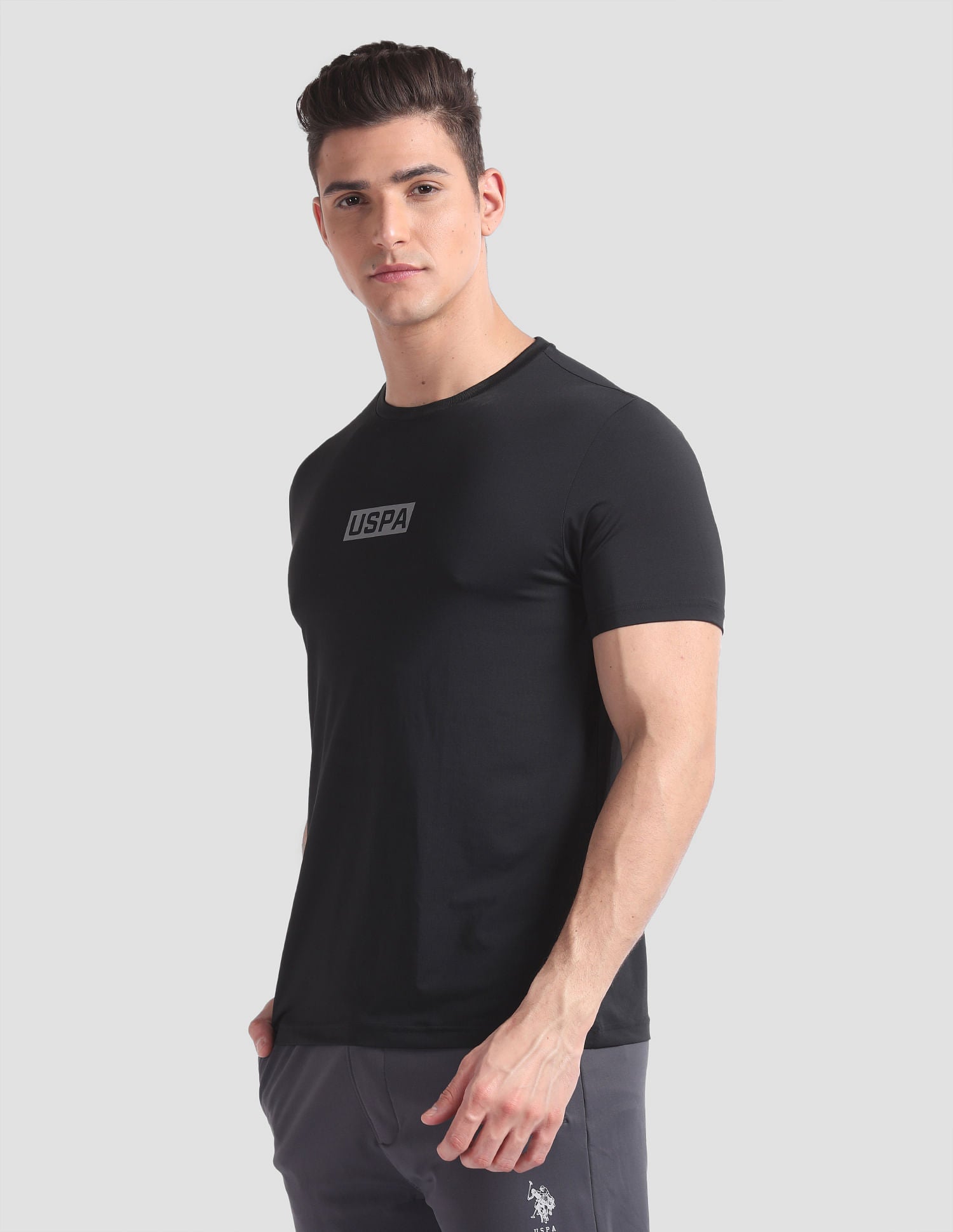 Solid AE002 Lounge T-Shirt - Pack Of 1 Black - U.S. POLO ASSN. | Large