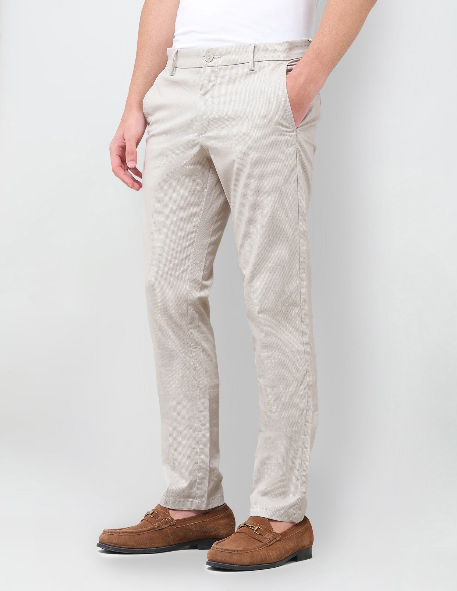 Denver Slim Fit Satin Trouser Beige - U.S. Polo Assn. India | Large