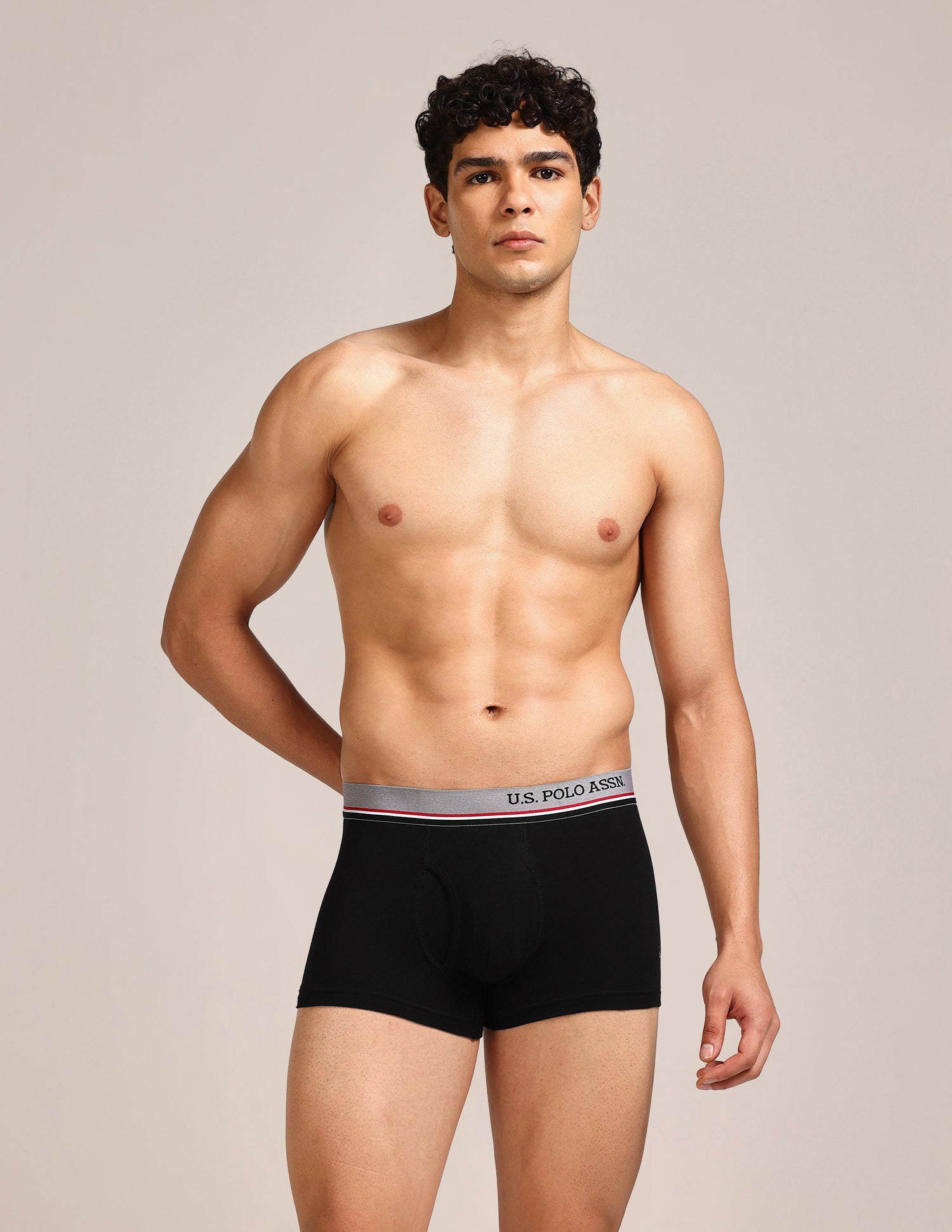 Men's Cotton Trunk - Pack Of 2 Anthra Melange, Black - U.S. Polo Assn. India | Large