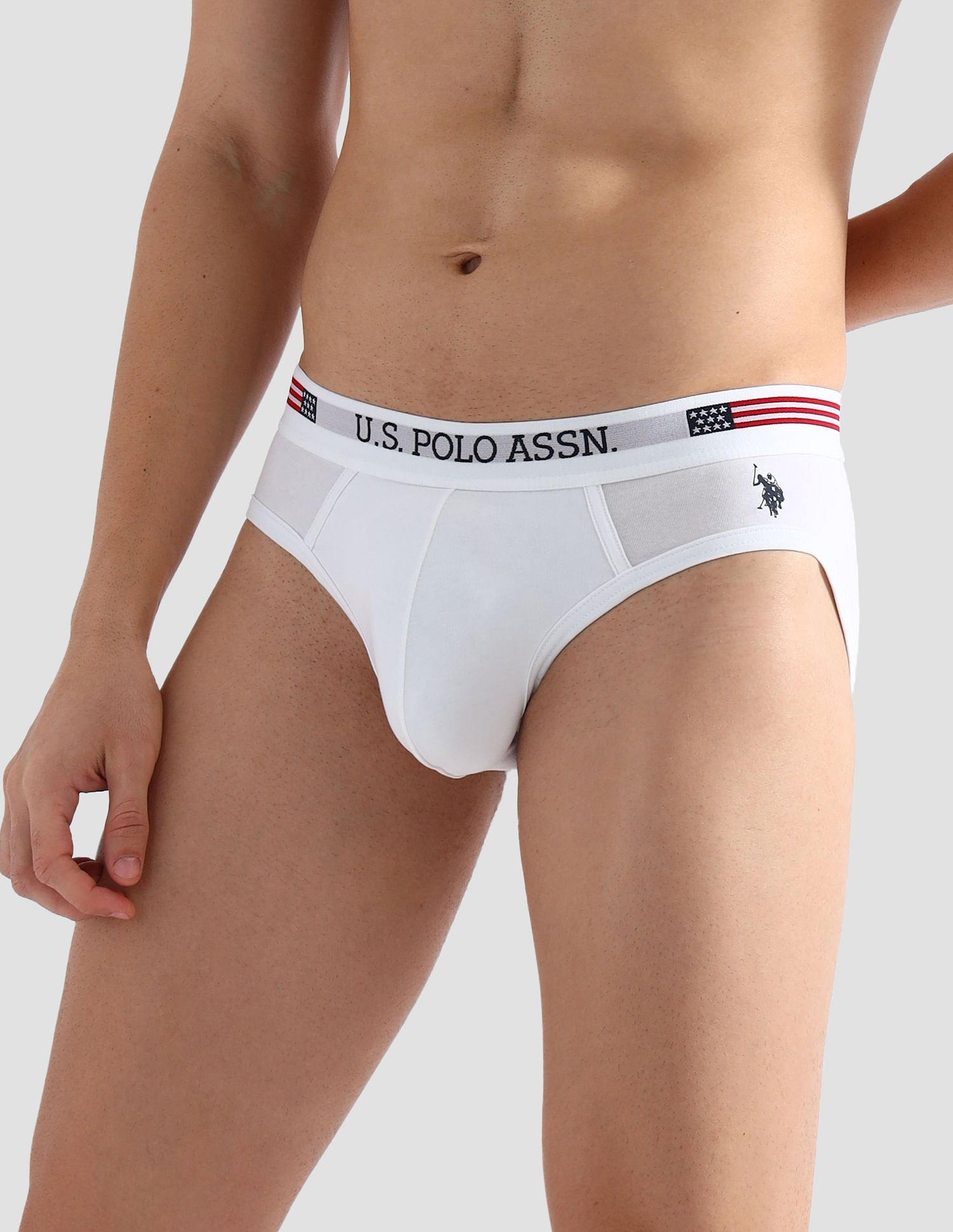 Pack Of 2 Mid-Rise Basic Briefs I650-001-P2 White and White - U.S. POLO ASSN. | Large