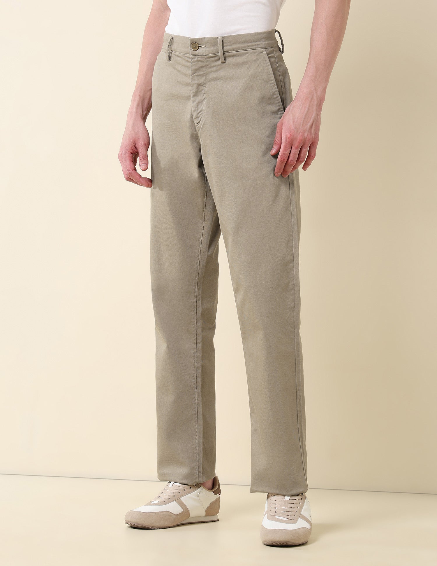 Solid Riley Straight Fit Twill Trousers Khaki - U.S. POLO ASSN. | Large