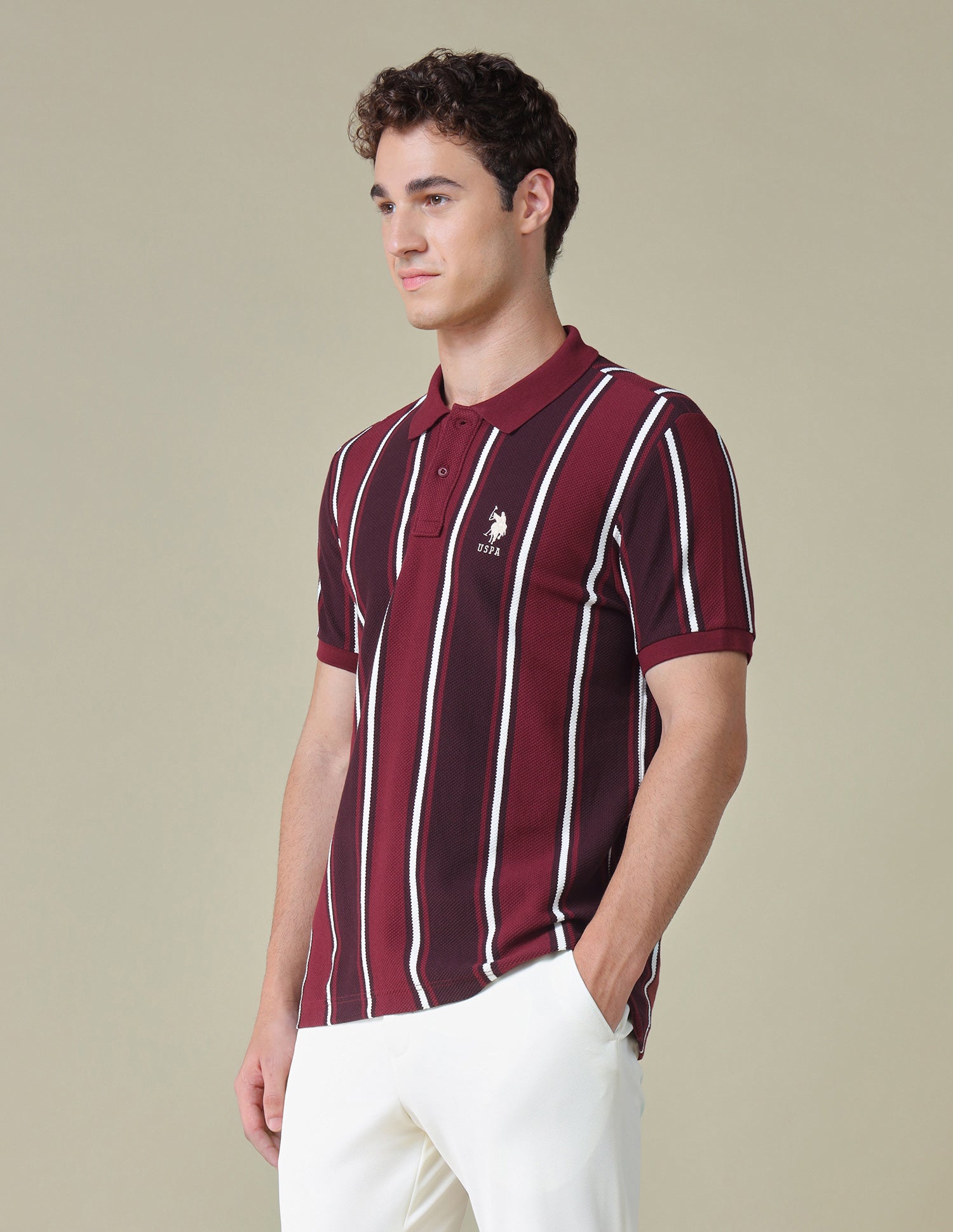 Vertical Striped Regular Fit Polo Shirt Purple - U.S. Polo Assn. India | Large
