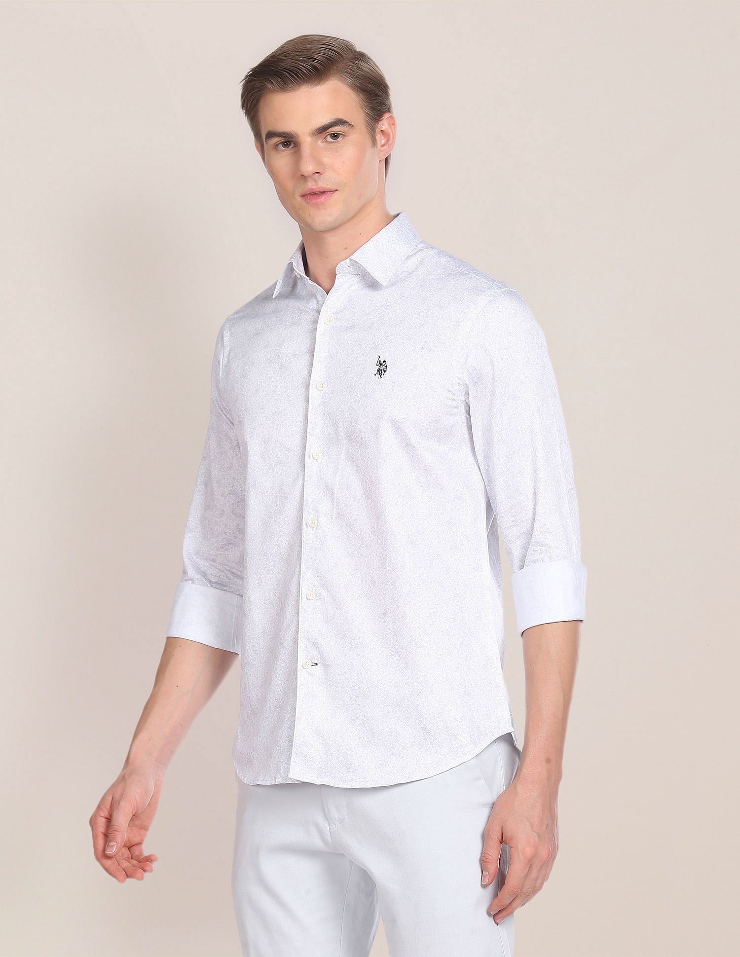 Spread Collar Paisley Print Shirt Grey - U.S. Polo Assn. India | Large