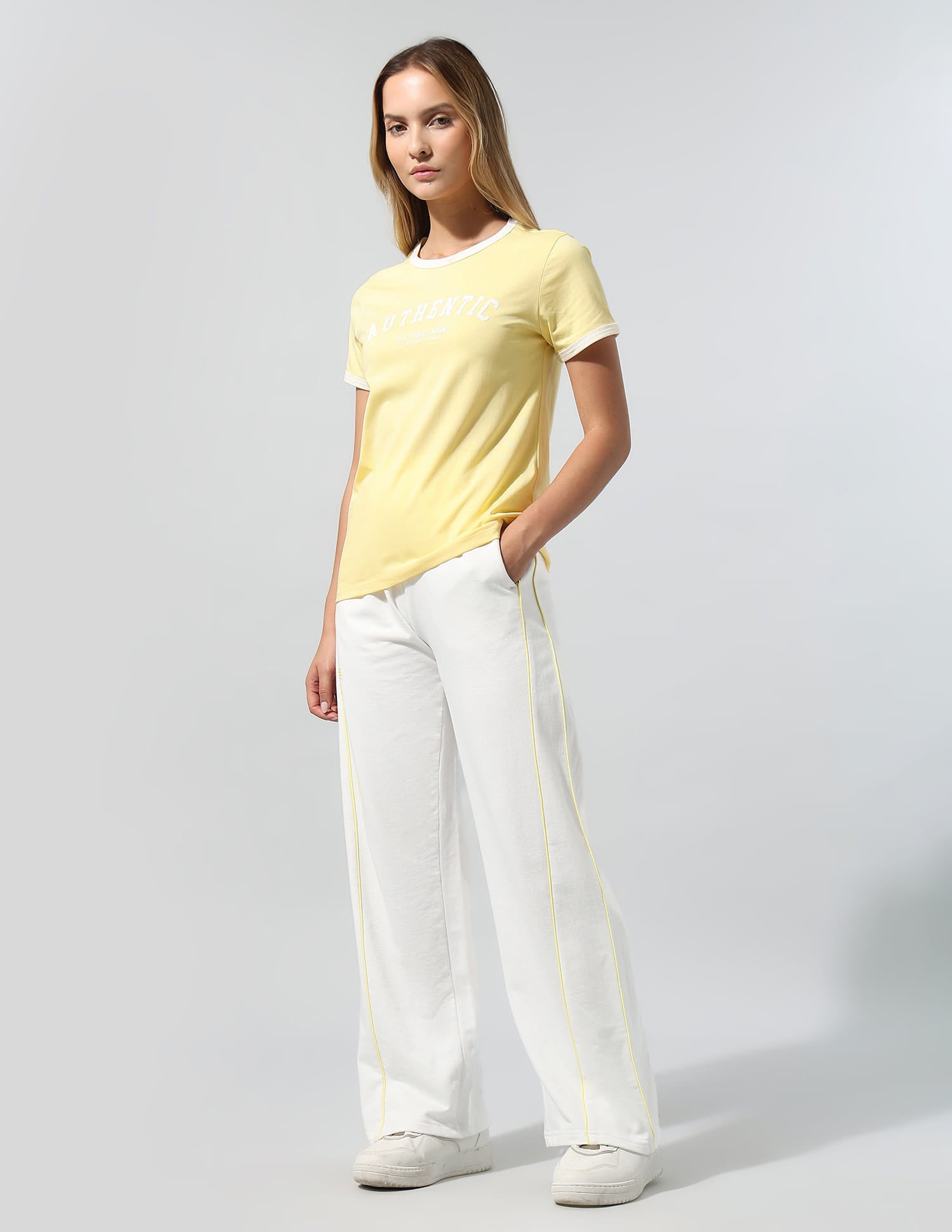 Relaxed Fit T-Shirt With Wide Leg Pants Yellow - U.S. Polo Assn. India | Large