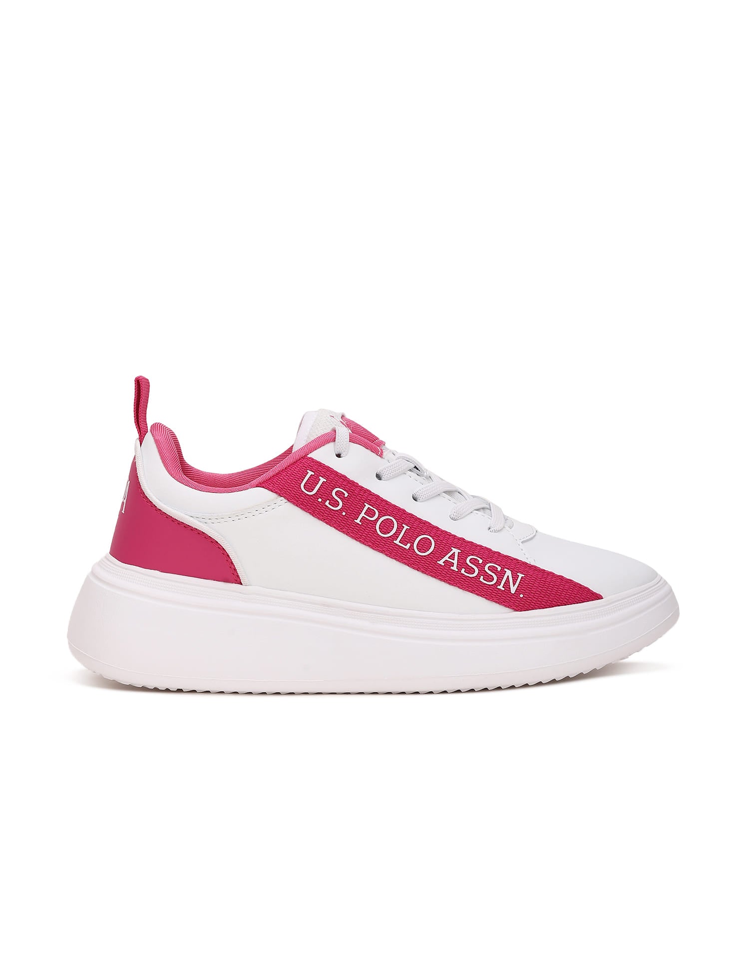 Women Brand Tape Lianna Sneakers White and Pink - U.S. Polo Assn. India | Large