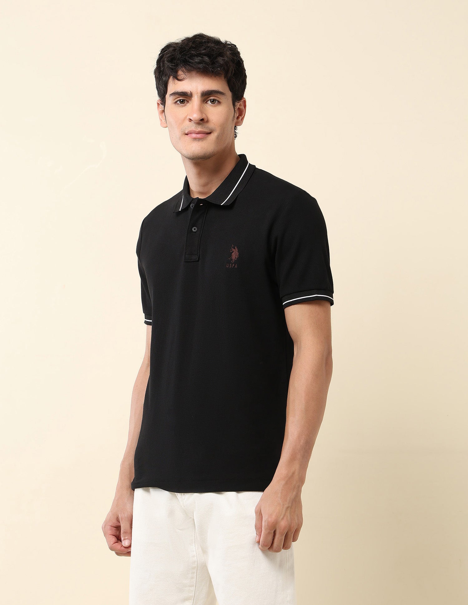 Solid Modern Monochrome Polo Shirt Black - U.S. Polo Assn. India | Large