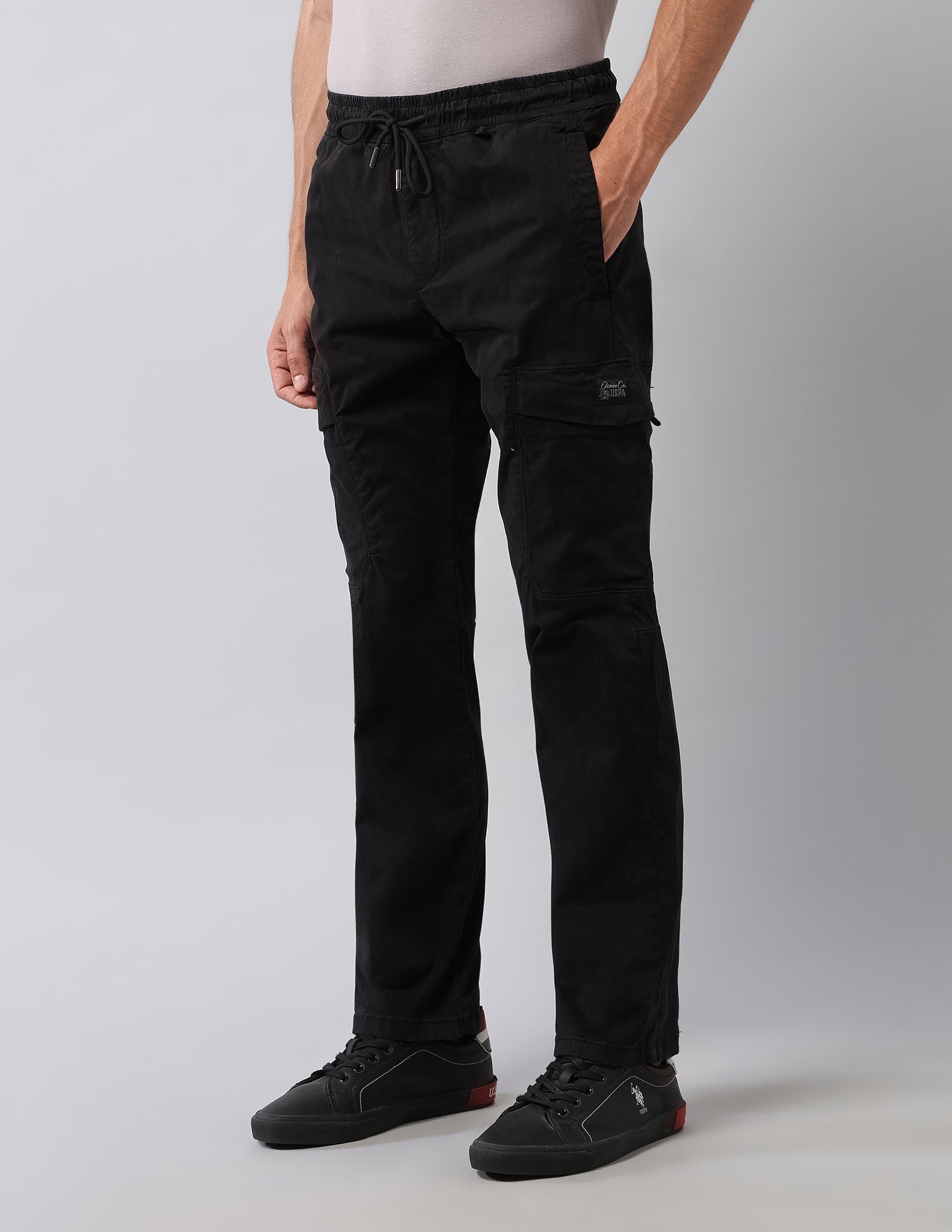 Straight Fit Solid Cargos Black - U.S. Polo Assn. India | Large