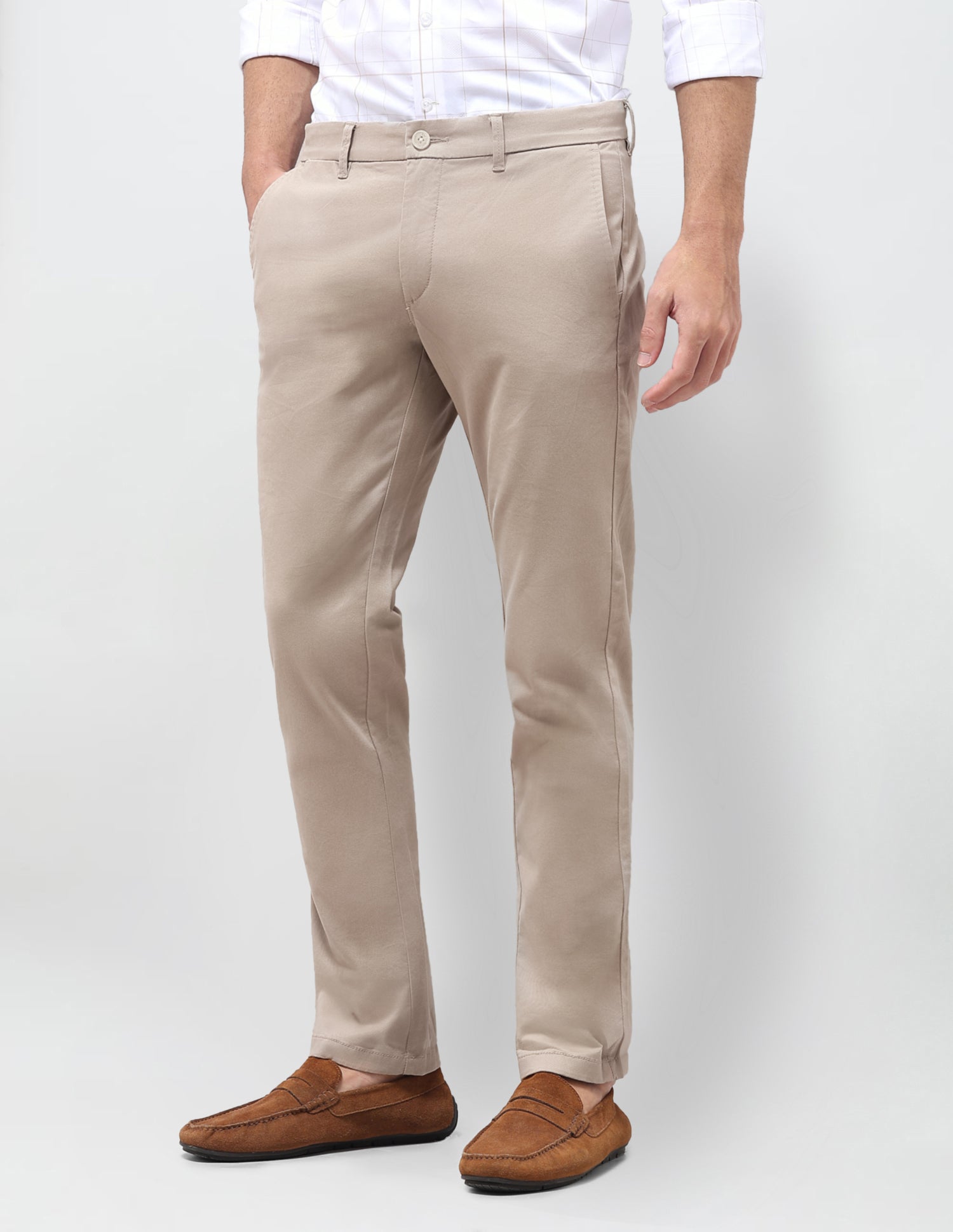 Twill Denver Slim Fit Trousers Light Khaki - U.S. Polo Assn. India | Large